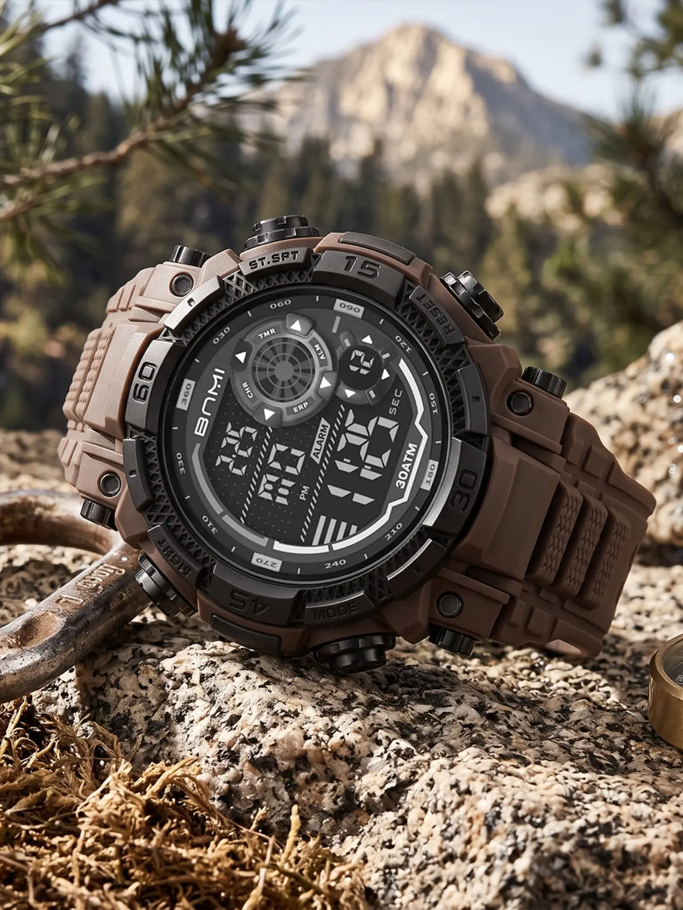 Men's Sports Watch, 3atm Waterproof, Digital Face, Round Case, Electronic Movement, Button Cell Battery, All Seasons Wear