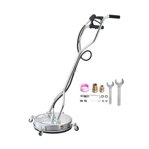 VEVOR 18" Pressure Washer Surface Cleaner, Stainless Steel Pressure Washer Attachments with 4 Wheels, 4000 Max PSI, 3/8 Quick Connector, 2 Spray Nozzles, Dual Handle, for Concrete, Patio, Sidewalk