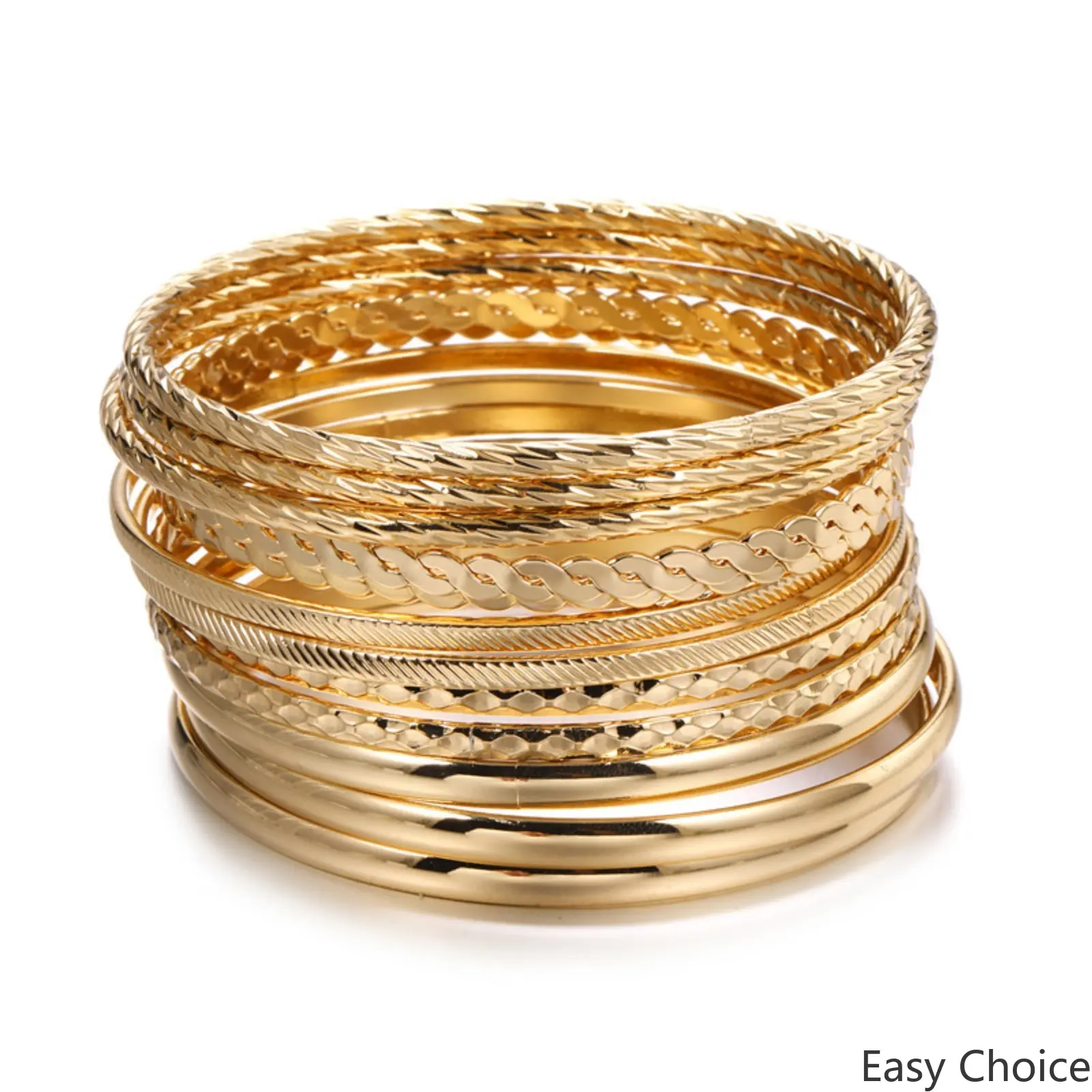 12‑Piece Bohemian Multi‑Layer Alloy Bangle Bracelet Set for Women, Vintage Stackable Decorative Wrist Jewelry, Trendy European American Fashion Accessory for Party Vacation Daily Outfits