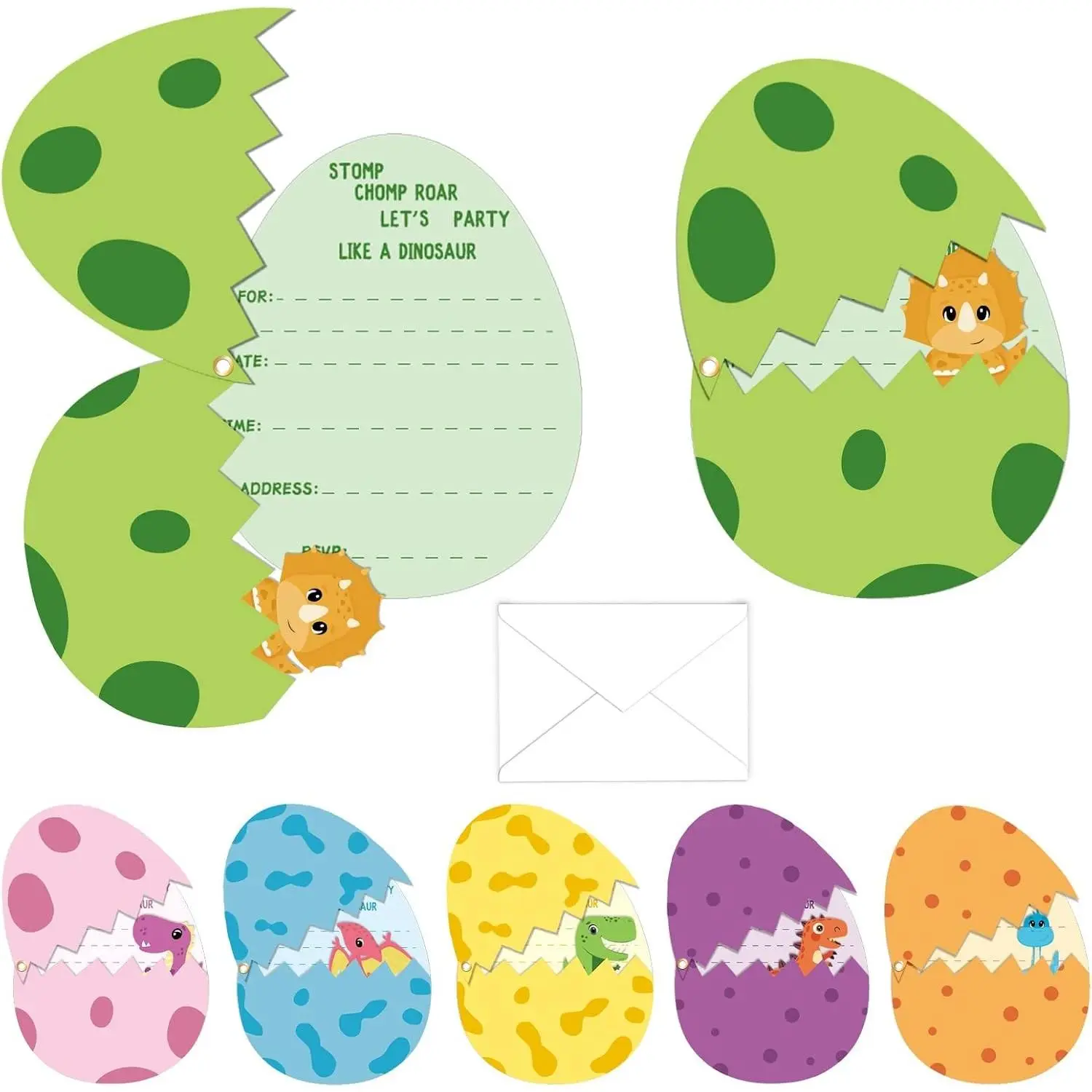 24 Pack Dinosaur Birthday Party Invitation Cards with Envelopes & Stickers, Blank Fill-In Dino Invites for Kids Boys Girls, Dinosaur Themed Birthday Party Supplies Decorations Favors