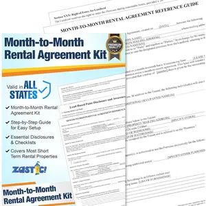 Month to Month Rental Agreement Forms Kit - Comprehensive Monthly Lease Agreement for Rental Property - Includes Reference Guide & 3 Blank Monthly Rental Lease Agreements Forms