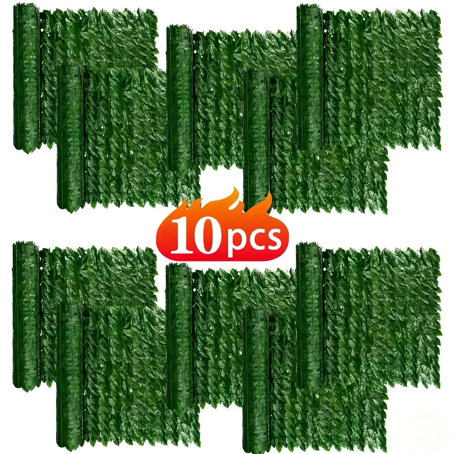 10 Artificial Ivy Fence Panels, 196.85" X 19.68" Realistic Fake Green Plant Privacy Screen, Uv Resistant Artificial Hedge Wall, Decorative Fence Cover for Garden Patio Balcony Backyard Outdoor Landscape Decoration