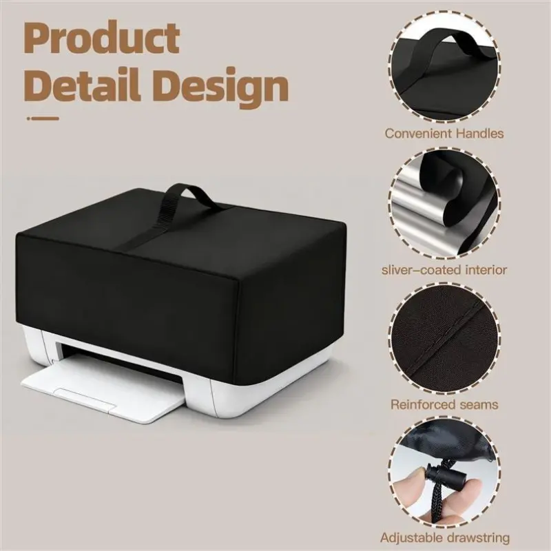 Waterproof Printer Dust Cover, Silver Color Lining, Protective Sleeve with Handle, Adjustable Drawstring, Dust Proof for Home Office