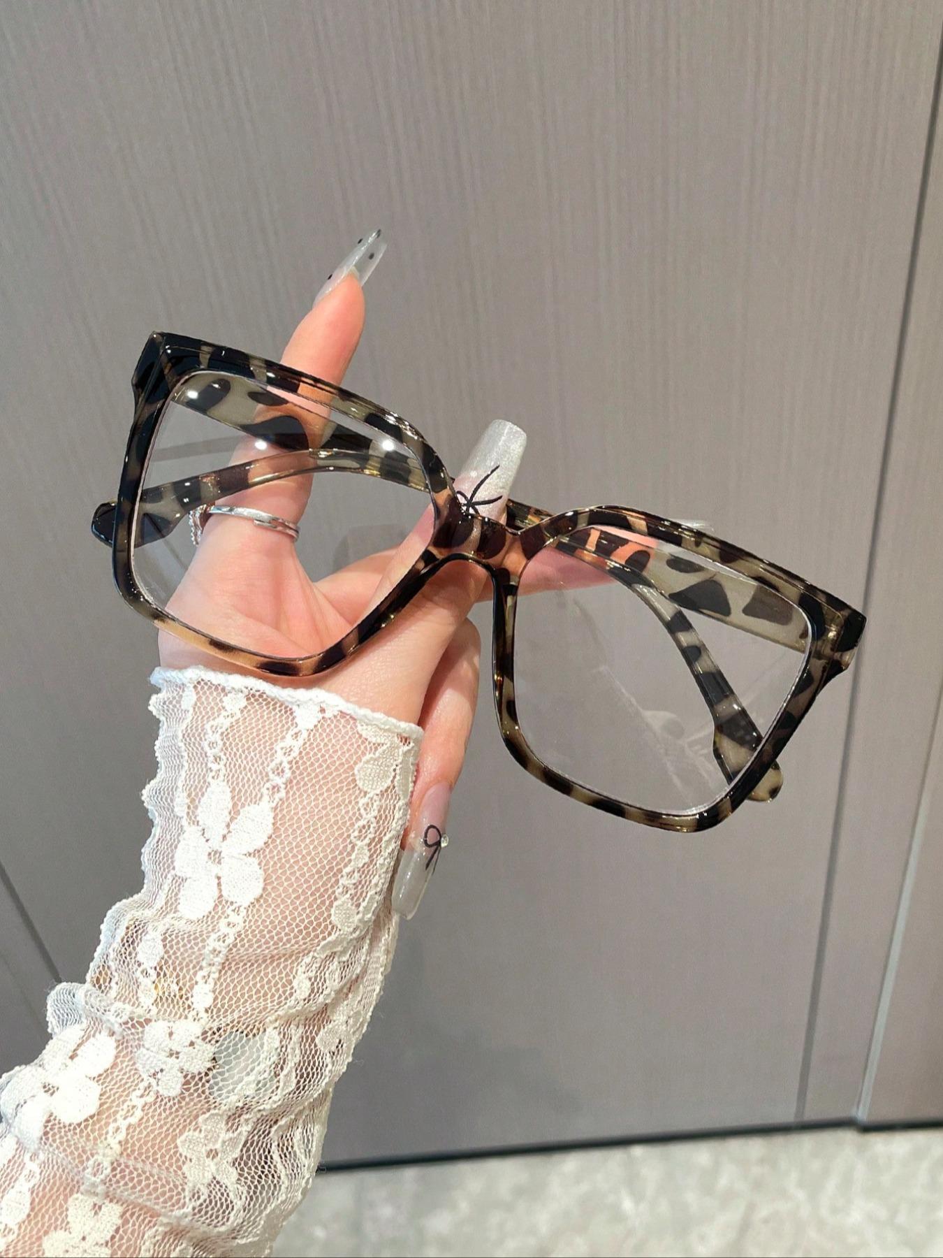 Unisex Street Trend Square Frame Eyeglasses, Trendy Vintage Eyeglasses for Everyday Use, Fashion Accessories for Outdoor Activities