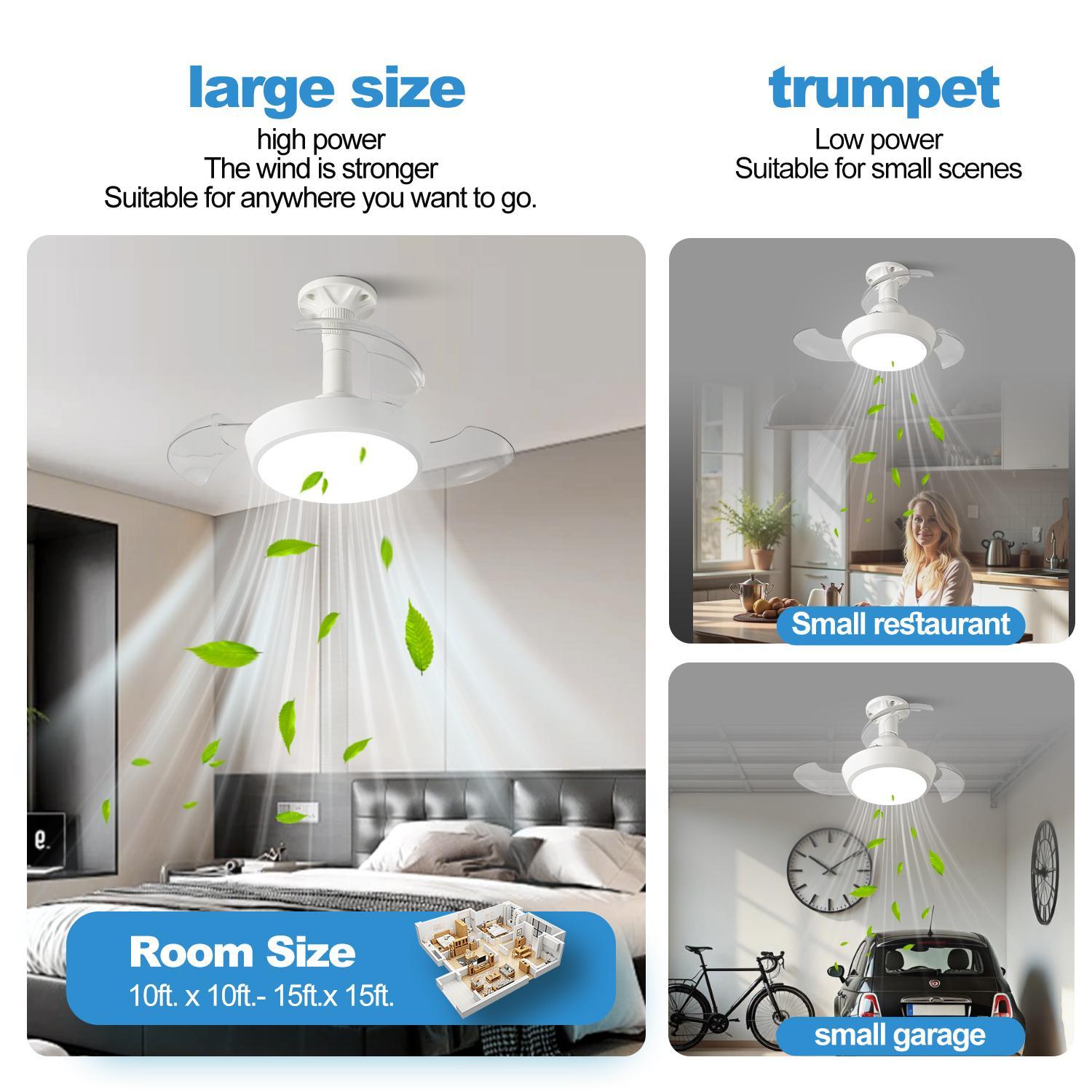 Ceiling Fan Light with Remote Control, 33W/48W Invisible Blade Fan Light, Adjustable 3-speed Wind Speed Fan Lights for Kitchen, Bedroom, Living Room