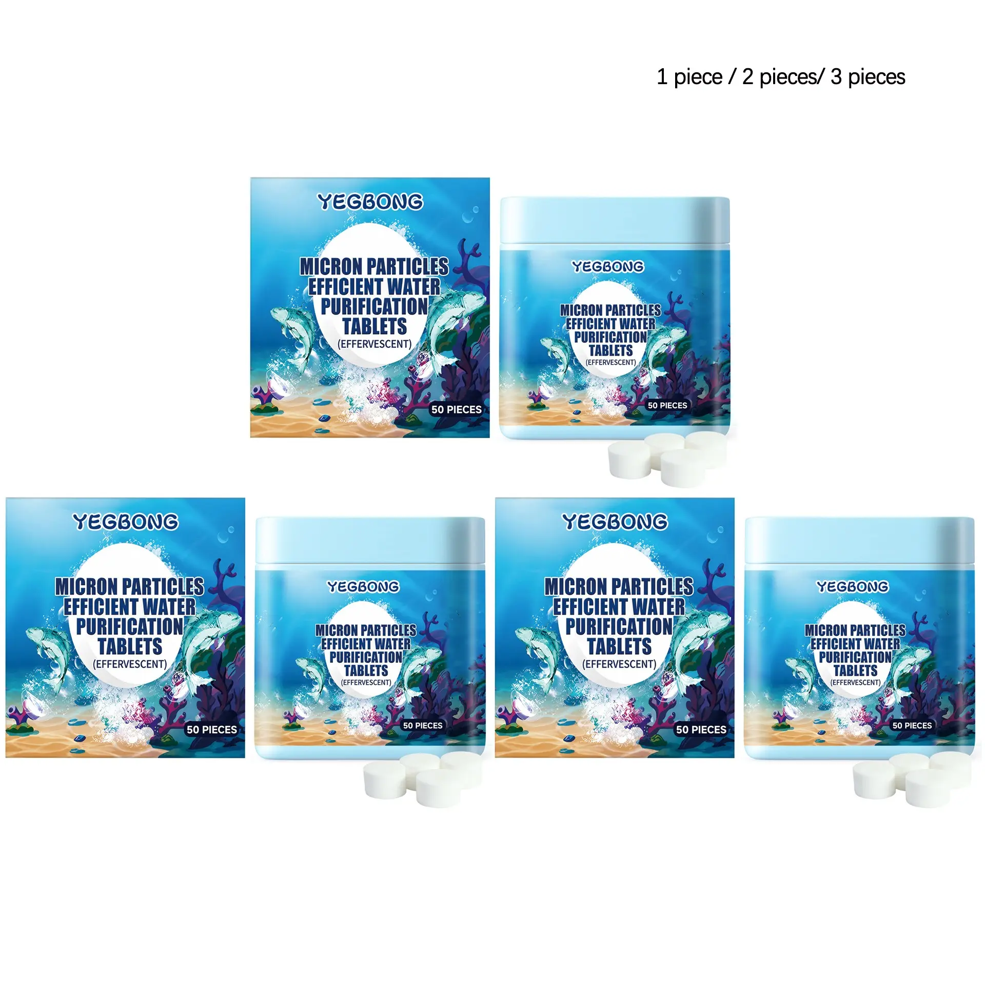 Fish Tank Water Clarifier Tablets (50 Pieces), Gentle Formula, Improves Turbidity, Fresh Water Quality, Daily Home Aquarium Care