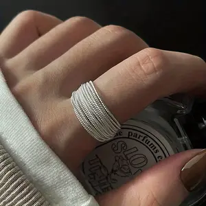 A Copper Material With Super Multi-line Niche Design High-end Sense Ring Opening Adjustable Fashion All-match Ring