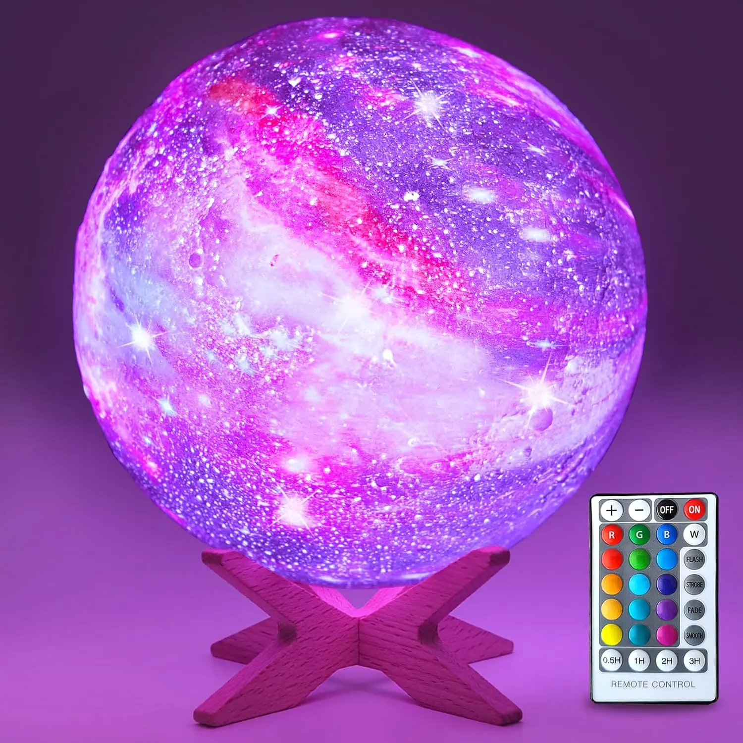 3D Moon Night Light, USB Rechargeable Galaxy Lamp with Remote Control & Touch Control, Novelty Lighting for Bedroom, Living Room, Home Decor
