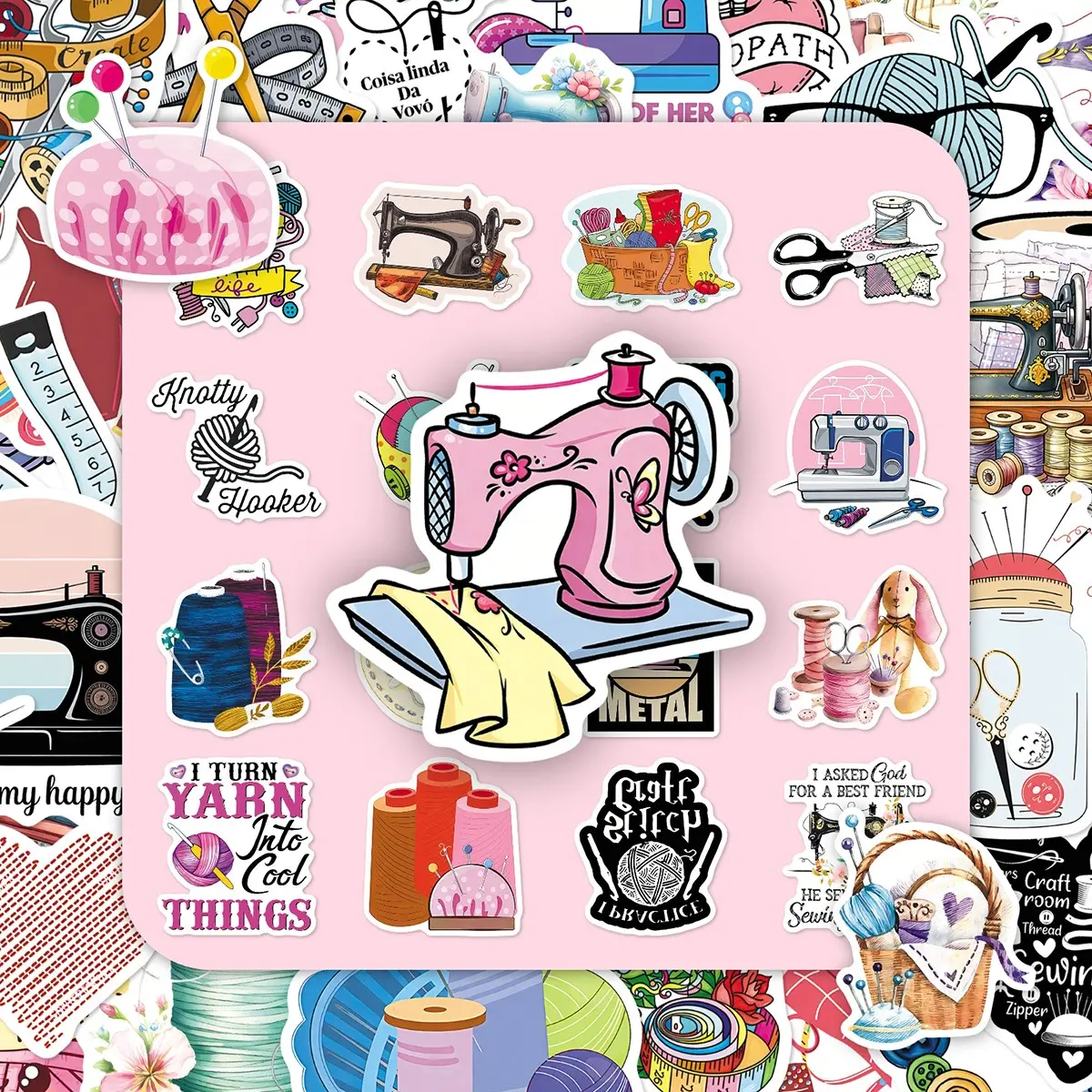 100sheets two sets of repetitive sewing enthusiast stickers cartoon hand-drawn personality scooter helmet glass decorative stickers Illustration Stickers