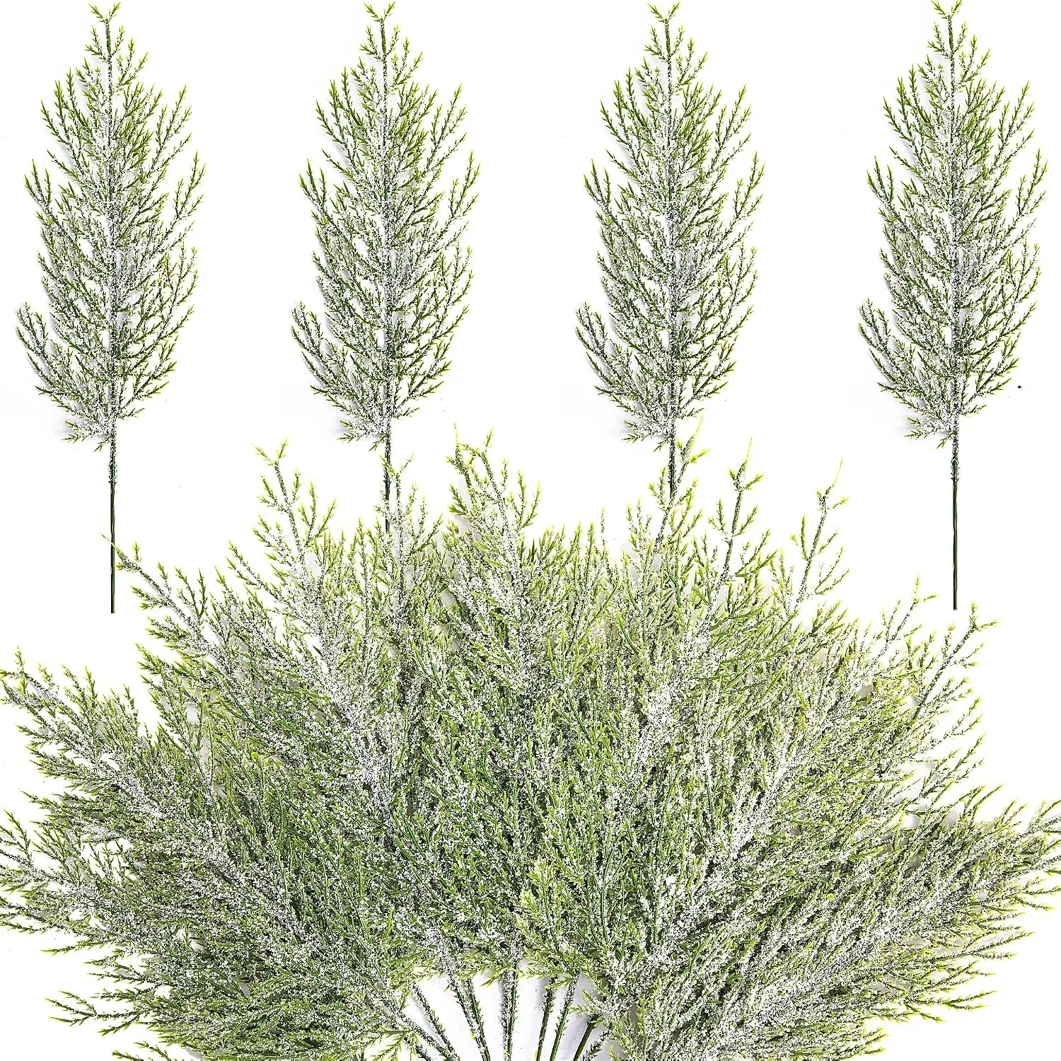30 count Christmas Snow Frosted Pine Branches- 13.5" Snowy Artificial Pine  Branches Twigs- Greenery Ceder Sprigs Pine Picks Stems for Christmas Wreath  Garden Decoration