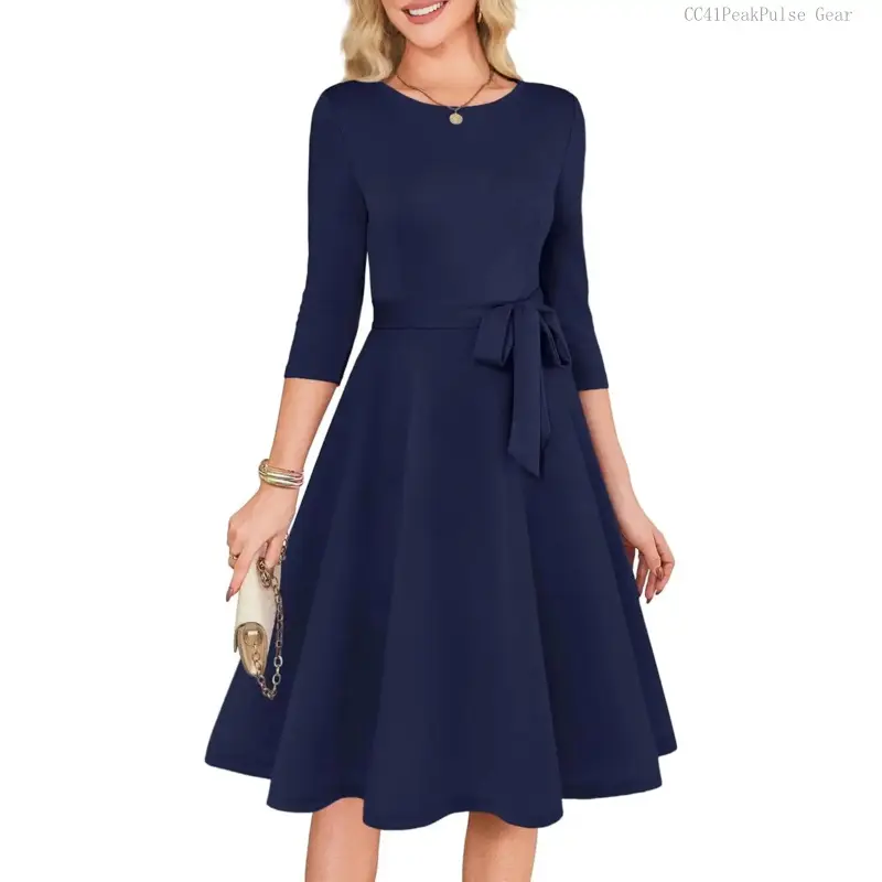 Women's Cocktail Dresses 3/4 Sleeve Vintage Wedding Guest Dress (XS-3XL)CC41PeakPulse Gear