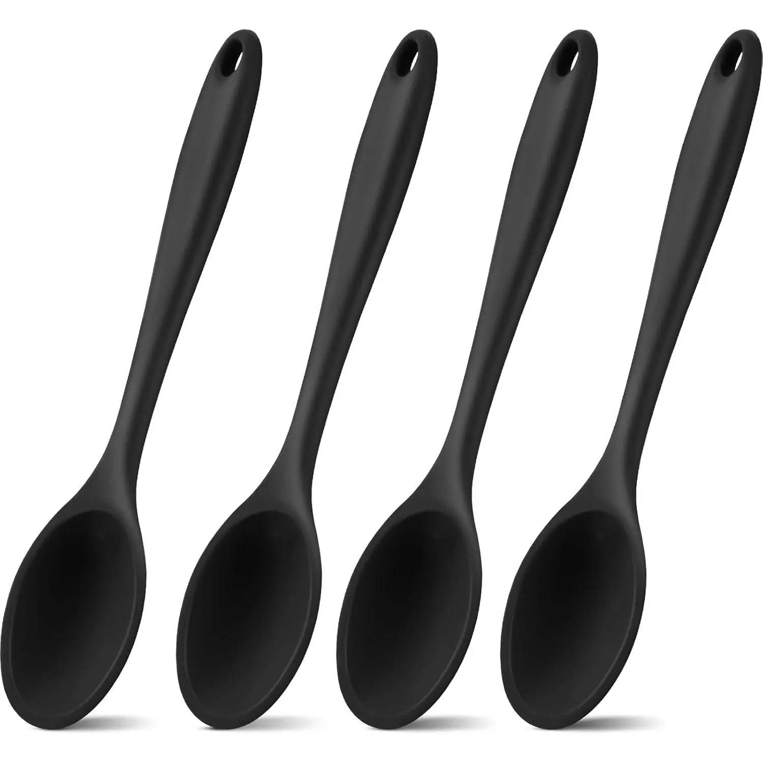 4 count  Cooking Spoons 10.6 Inch Heat Resistant Kitchen Spoons for Mixing, Serving and Stirring Upgrade Large Non Stick Basting Utensils, Dishwasher Safe(Spoon,Black)