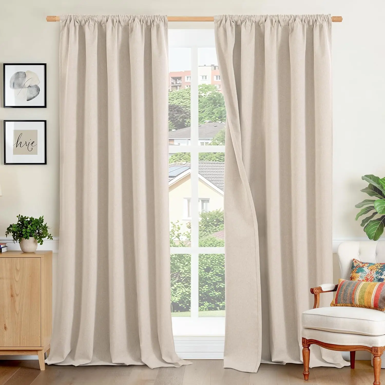 Blackout Curtains 84 Inches Long, Black Out Drapes Room Darkening with Rod for Bedroom Living Room, 2 Panels, Each Panel 52 Inch Wide