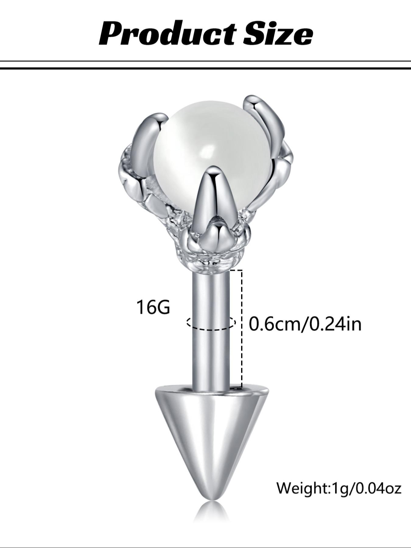 Stylish Hypoallergenic Stainless Steel Spike Ear Cuffs with Cat's Eye Stone Design, 16G Fashion Earrings for Men and Women, Perfect Birthday Gift