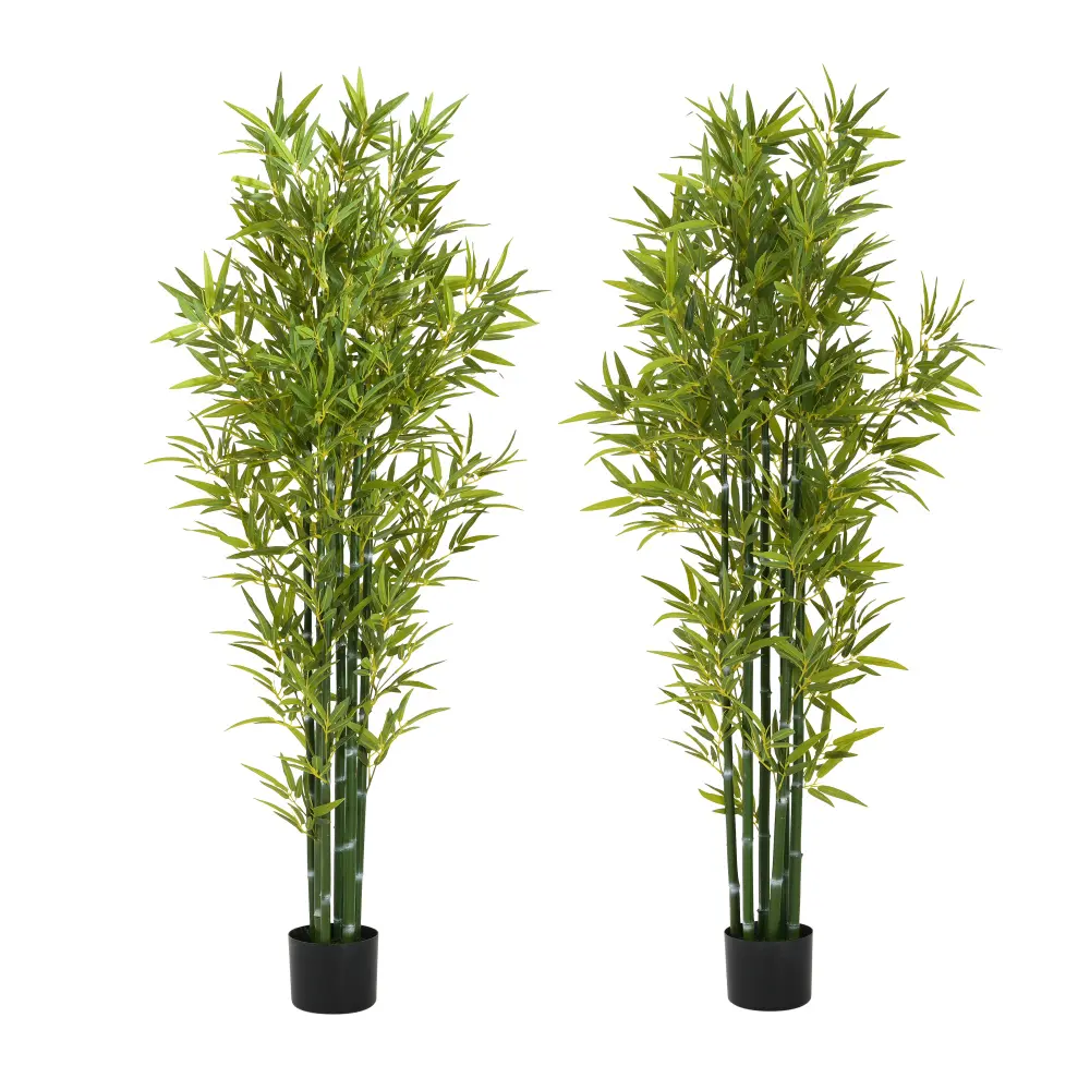 72" Artificial Bamboo with Black Plastic Pot, Set of 2