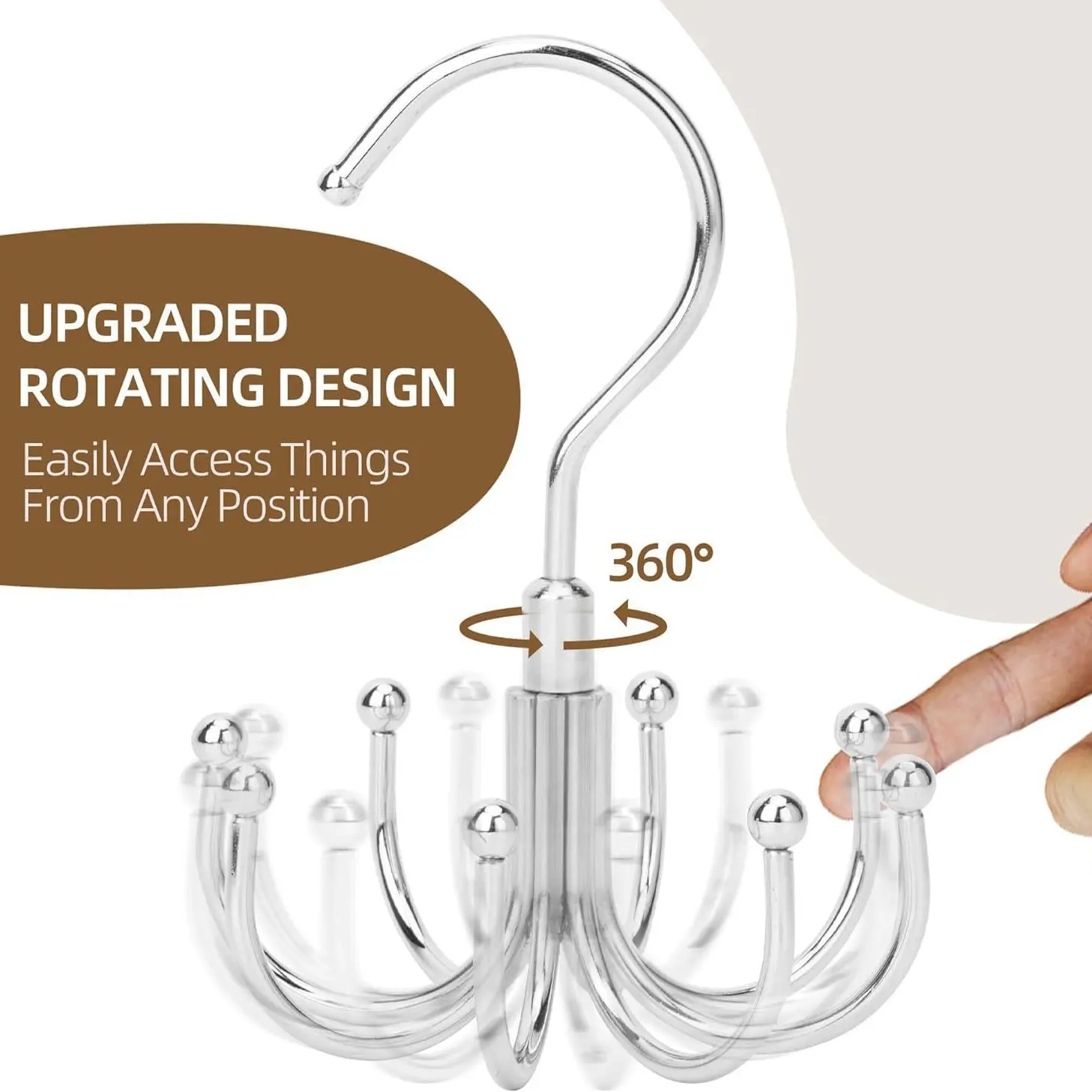 Multifunctional Silk Scarf Hook - 8-Prong Rotatable Home Storage Hook, Slip-Resistant, Invisible Mark, Hotel Hanger, Belt Holder