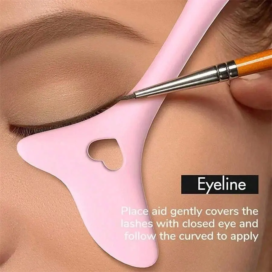 mulynsie Multifunctional Makeup Eyeliner Stencil, 1pc Eyeliner Assistant, Silicone Eyeliner Template ,Silicone Reusable Waterproof Tool For Liner Makeup Brush Pen Stamp Thin Sharpener Cat Eyes Smoky Eye Small Angled Wing Tip