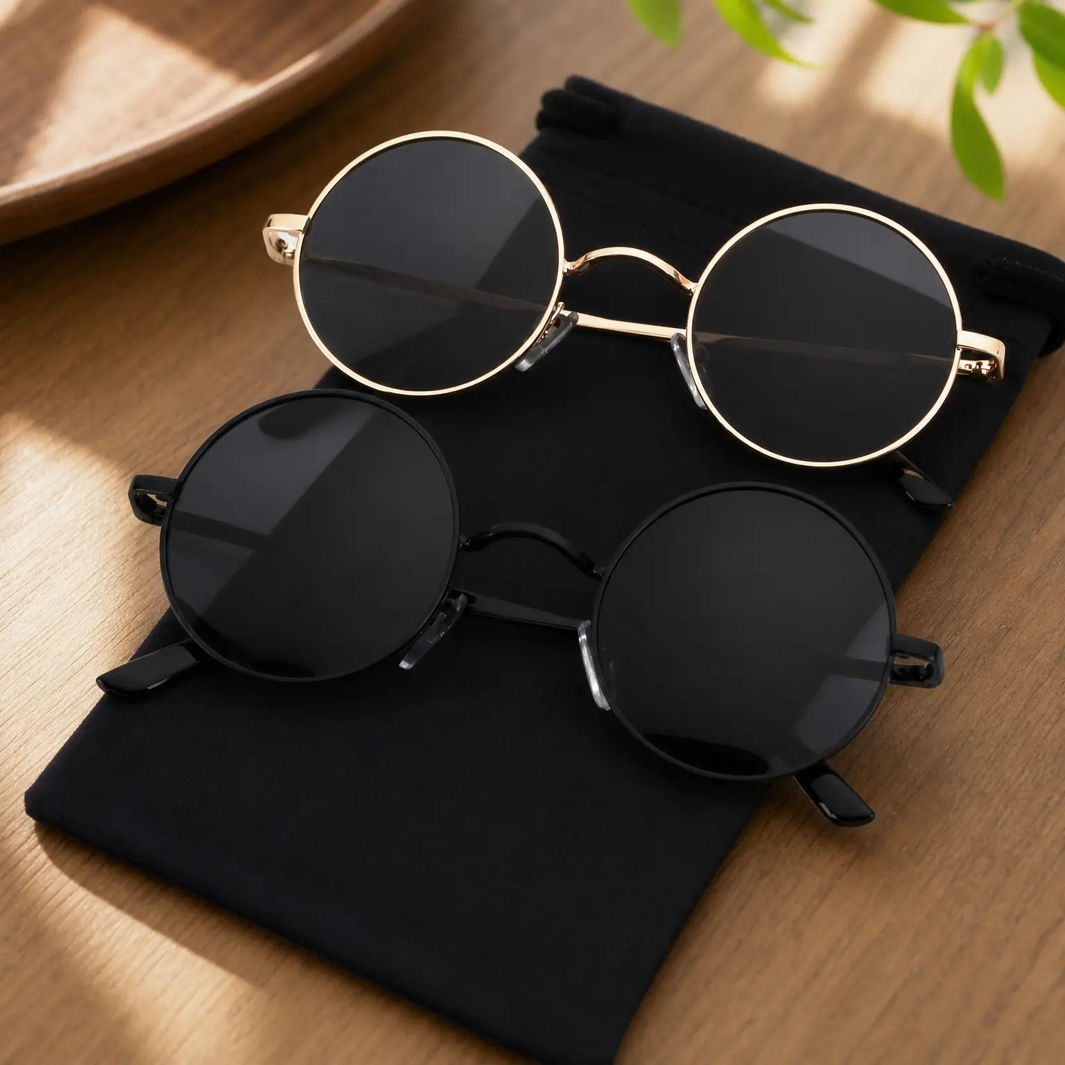Round Polarized Sunglasses for Men Women Halloween Costume Retro Metal Hippie Circle Style UV ProtectionGift