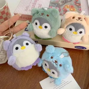 4PCS Cute Penguin Plush Keychain Charms, Soft Fluffy Animal Bag & Key Accessories