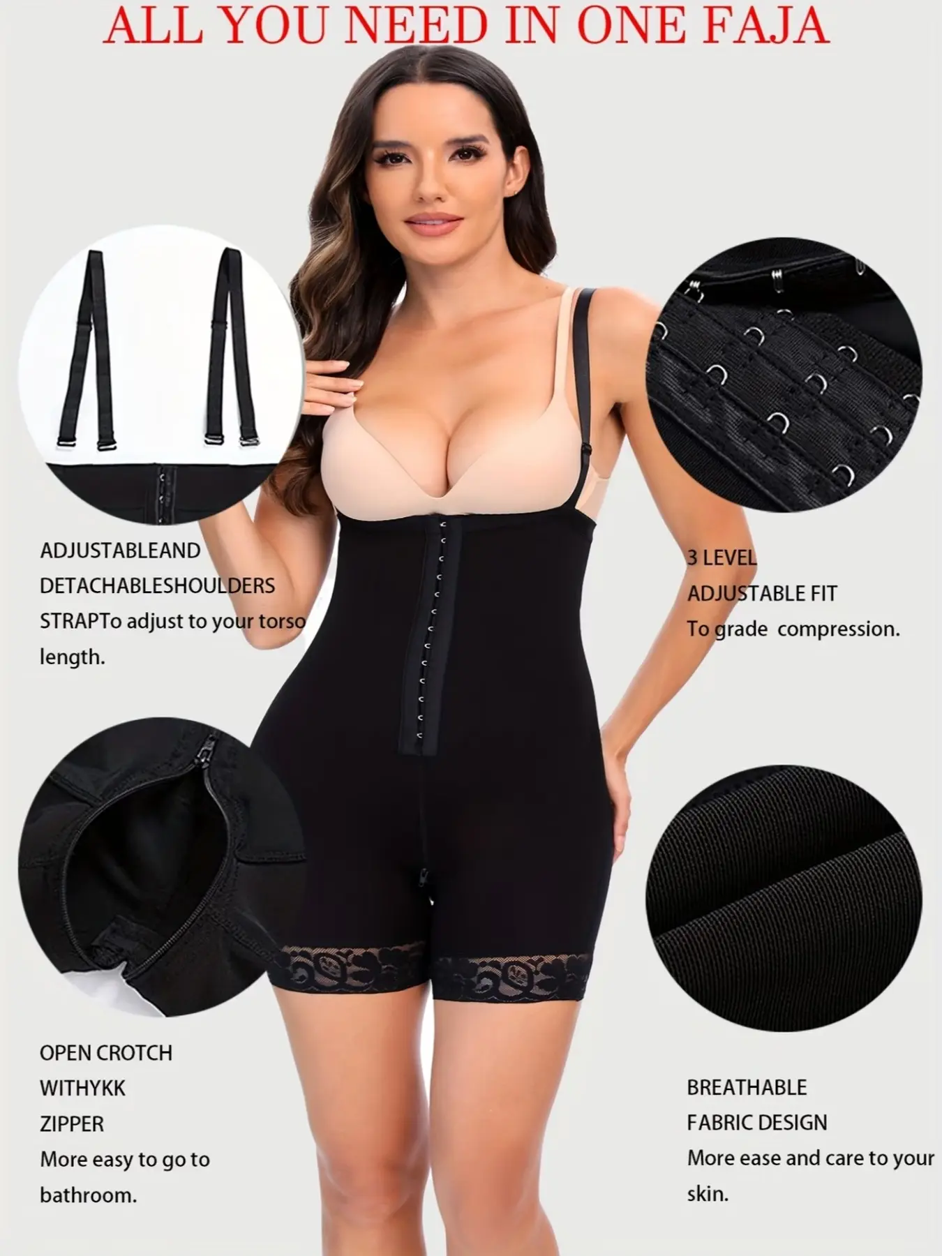 1 Count Compressing Full Shapewear Bodysuit, Fajas, High Waist Body Shaper Tummy Control Faja Shorts, Butt Lifting Body Shaper Panties, Waist Trainer Girdle, Colombian Shapewear Shorts, Leggings, Underwear , Classic Daily Wear, Strap