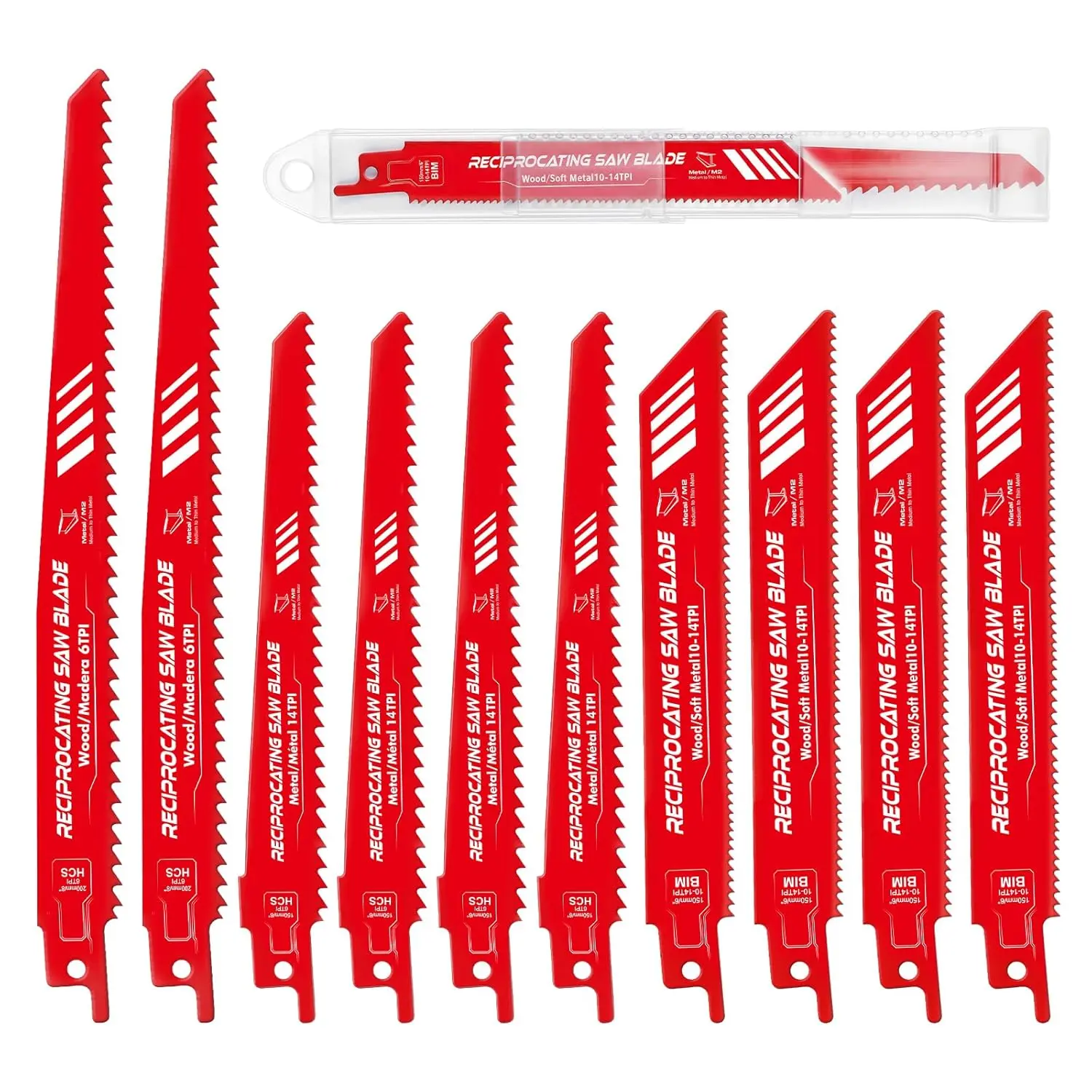 10 count Reciprocating   Set, 6" & 8"   with Storage Box, Use for  , Thin Metal, Drywall, Plastics & Composite Materials