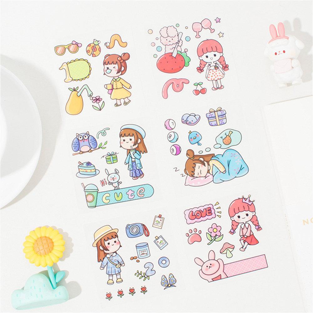 100pcs Cute Cartoon Girl Pattern Sticker, Waterproof Decorative Sticker For DIY Skateboard, Phone Case, Stationery, Water Bottle, Scrapbook