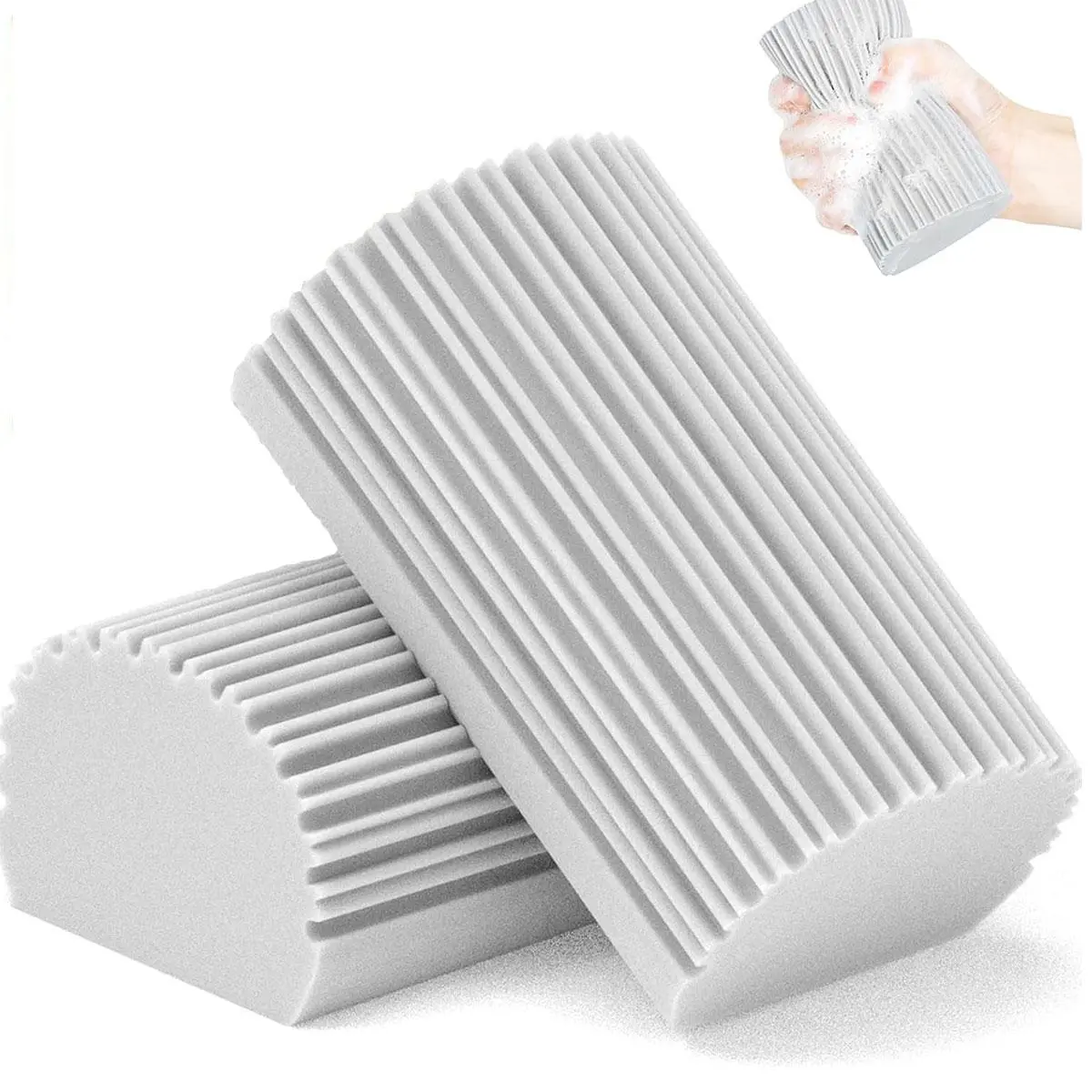 Damp Clean Dust Duster Sponge, 2 Counts Magic Sponge Rubber Floor Cleaning Tool, Dust Duster Used To Clean Shutters, Glass, Vents, Railings, Mirrors