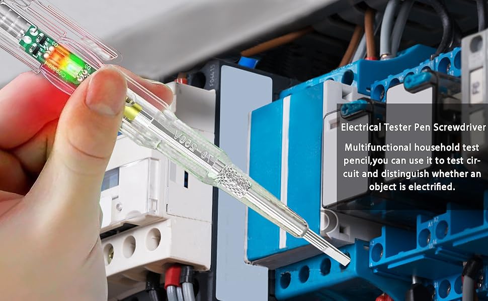 24-250V Portable Electrician Circuit Tester Pen, Responsive Electrical Tester Pen, Non Contact Voltage Tester Pen with LED Indicator Light Waterproof Electricity Measurement Pen (1PCS)