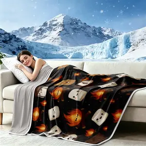 Double-Layer Cooling Blanket with Halloween-Themed Print: Ultra-soft, cool, skin-friendly, breathable, and lightweight, this blanket uses natural cooling technology to keep you cool in summer.