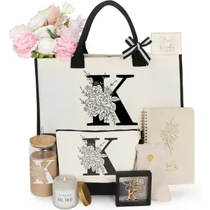 Birthday Gifts for Women,Monogrammed Personalized Gifts-Initial Tote Bag  Set for Her, Mom, Teacher