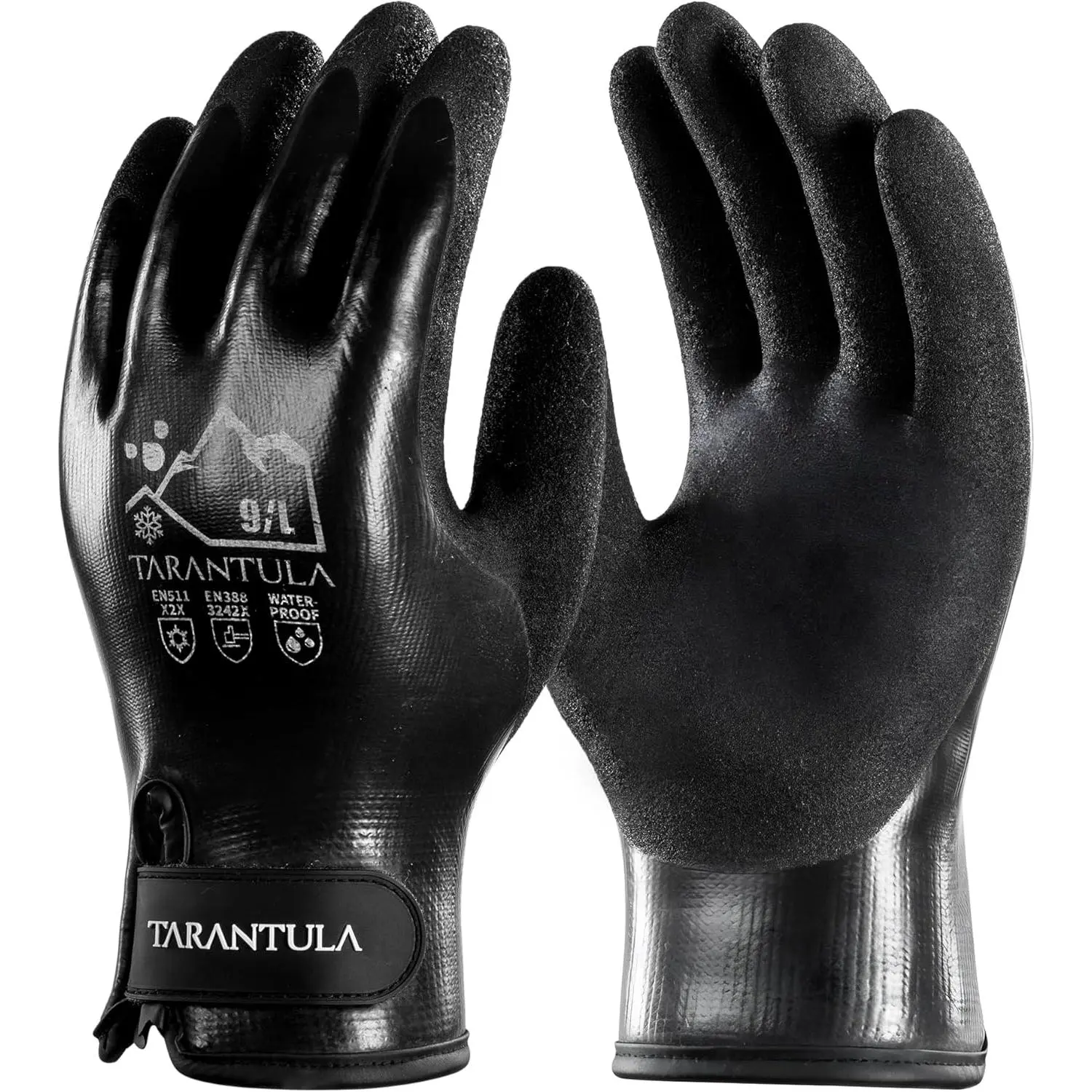 Men's 100% Waterproof Thermal Insulated Heavy Duty Protective Work Gloves - Dipped Acrylic, Abrasion-Resistant, Reinforced Palm, Adjustable Strap, Secure Grip, Certified Safety, Construction Gear for Cold Weather Freezer, Fencing, Farming Use