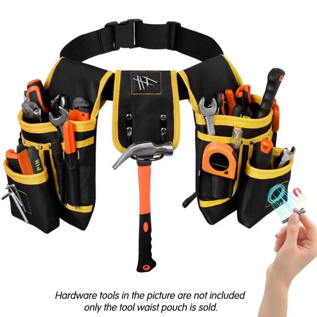 26 Pocket Detachable Multi-Function Tool Belt, Magnetic Screw Holder, Ergonomic Design, Adjustable Waistband, Ideal for Construction & DIY