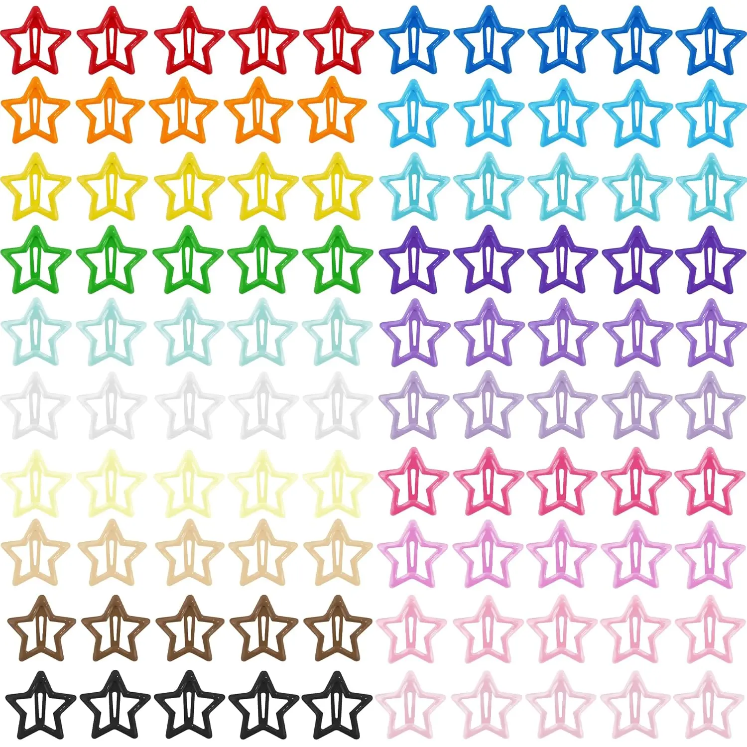 Hair Clips Snap Hair Clips Non-Slip Star Hair Accessories Multi-Color Metal Hair Clips, Women's Metal Hair Clips - 100PCS 1.18inch