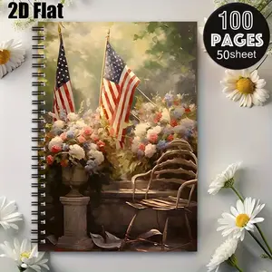 1 Patriotic Memorial Day Spiral Notebook, 5.7x8.26 Inch, Premium Lined Pages, Durable Coil Binding, American Flag Themed Journal for 4th of July Celebrations, Veterans Day Events, Patriotic Gatherings, Memorial Day Remembrance, Perfect Gift for Flag