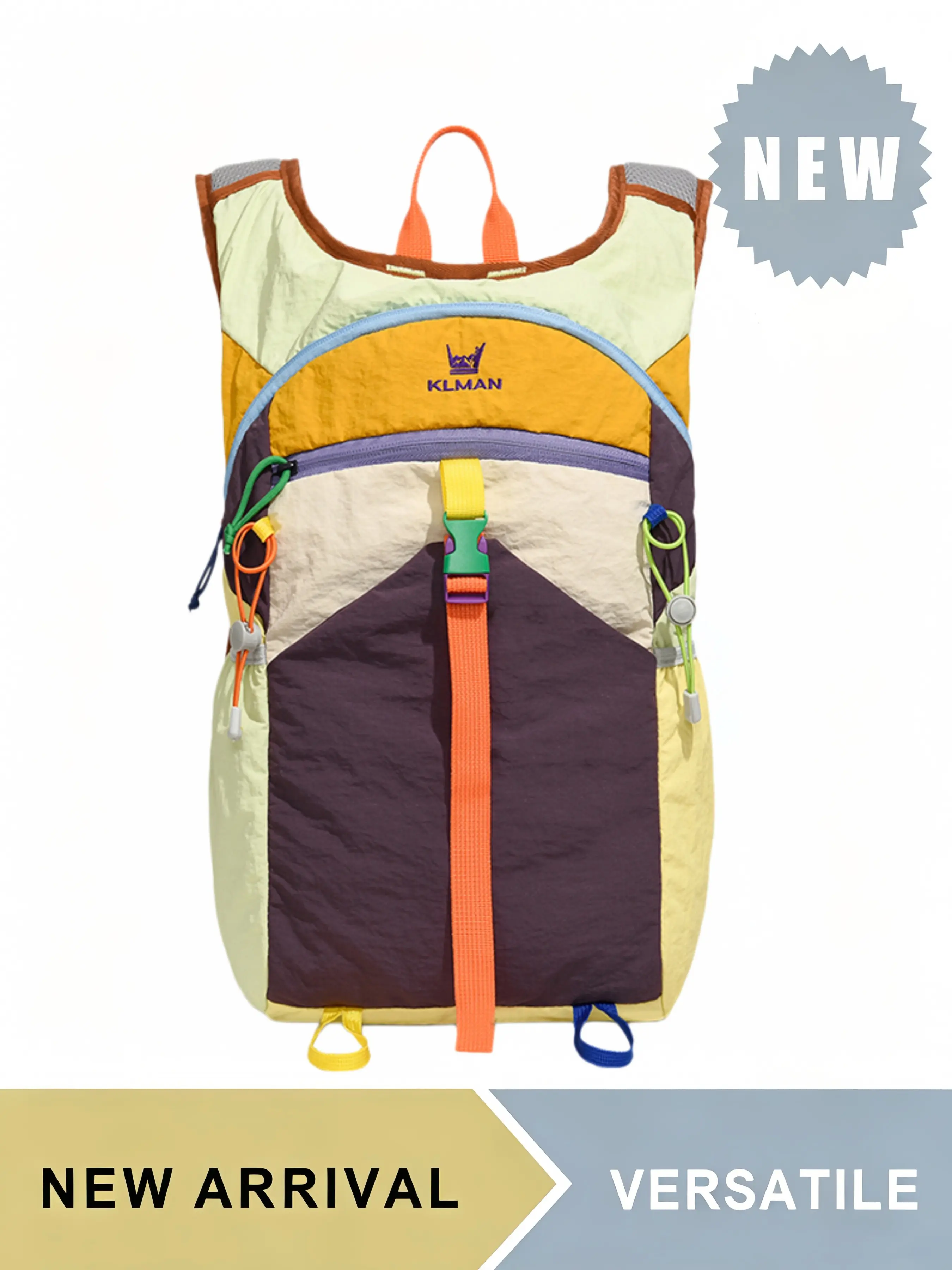 Lightweight Color Block Outdoor Hiking Backpack for Men Women, Casual Daypack with Side Water Bottle Pockets & Buckle Strap, Large Capacity School Travel Bag, Multiple Colors Available, Ideal for Daily School Travel Hiking Picnic Outdoor Activities