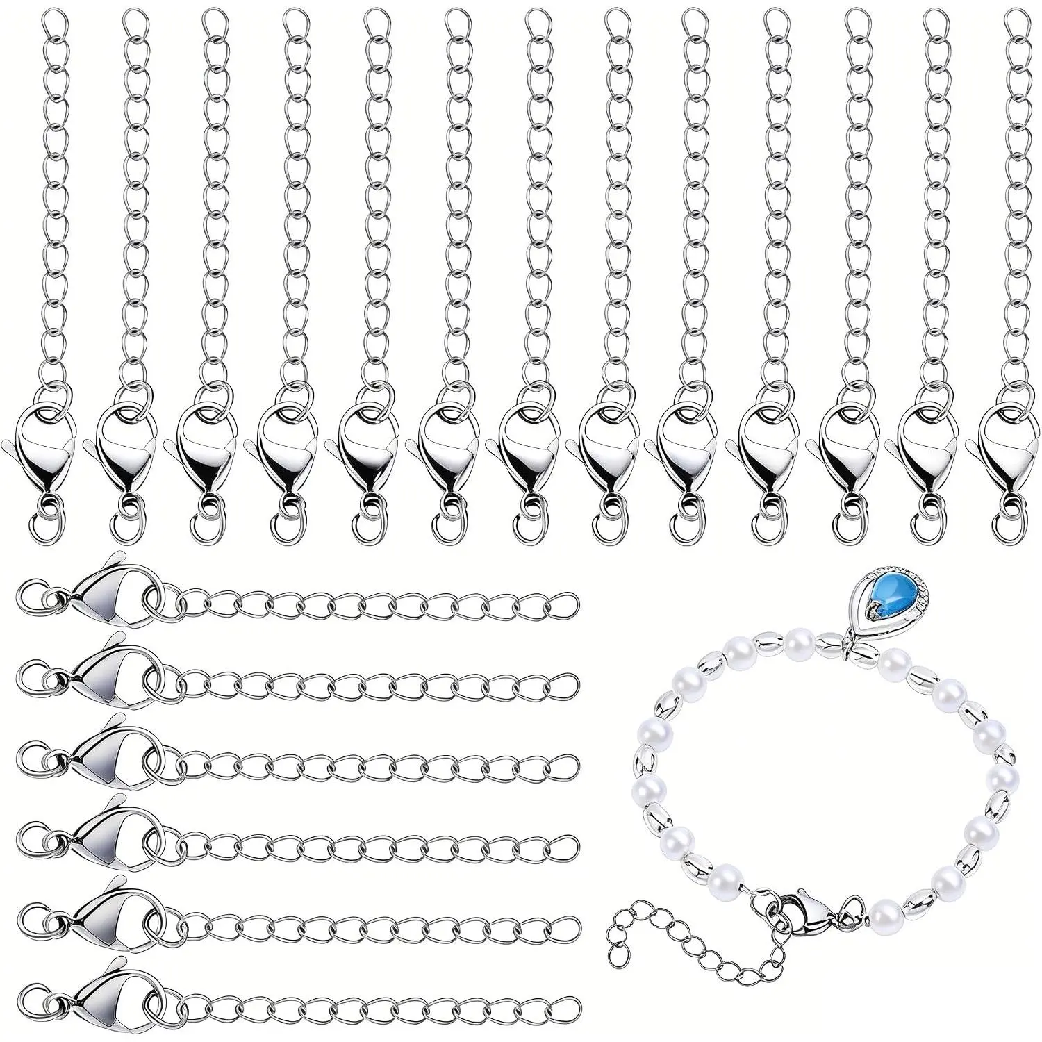 20 count 304 Stainless Steel Necklace Extenders, 2.2 Inch Bracelet Extender Chain  Chain Extension Set with Lobster Claw Clasps for Choker Anklet Necklaces DIY  Crafts Making