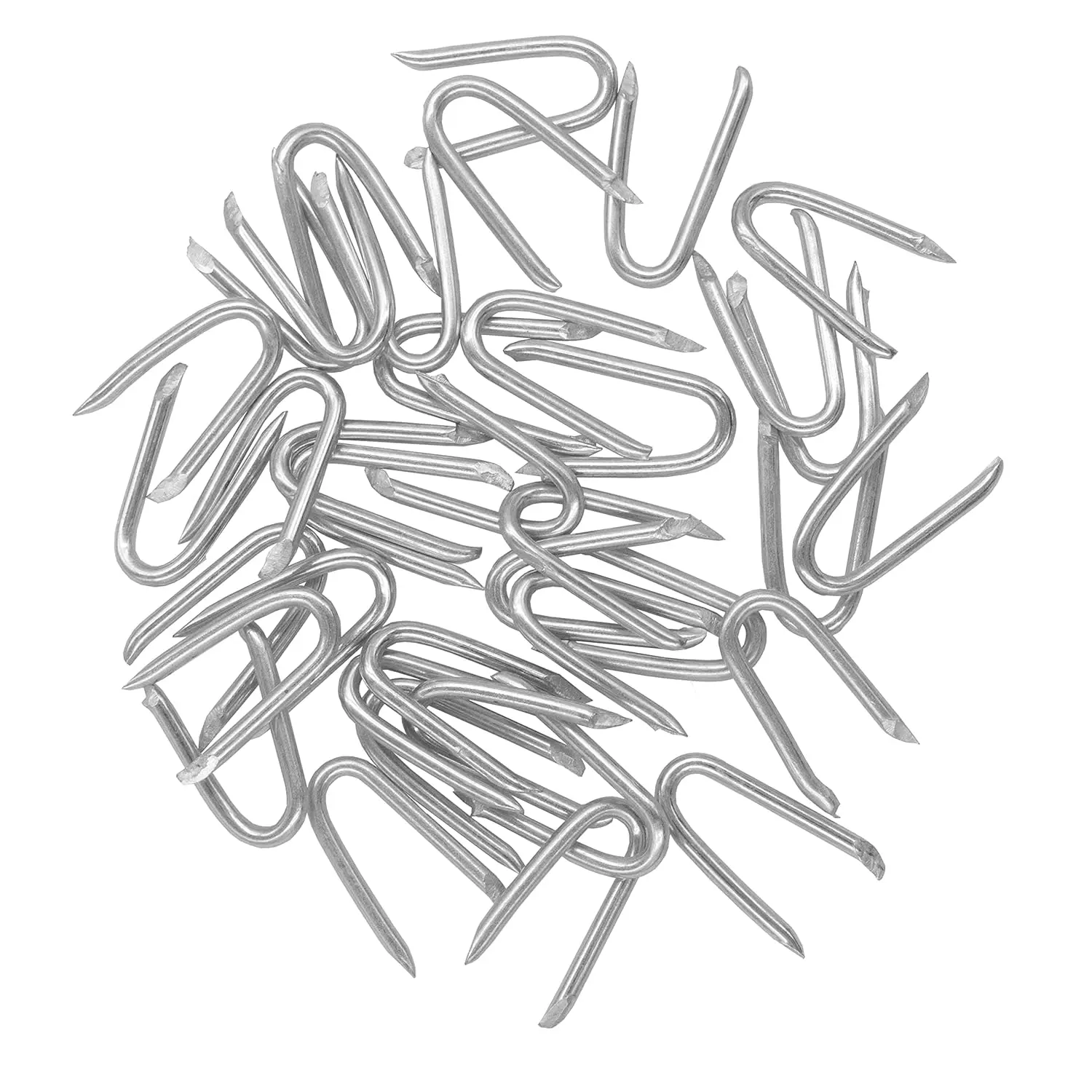 Galvanized U-Shaped Nails (200 Pcs, 2.3mm Carbon Steel with Galvanized Coating) – Wire Fence Fixing Fasteners for Wire Mesh and Woven Fencing