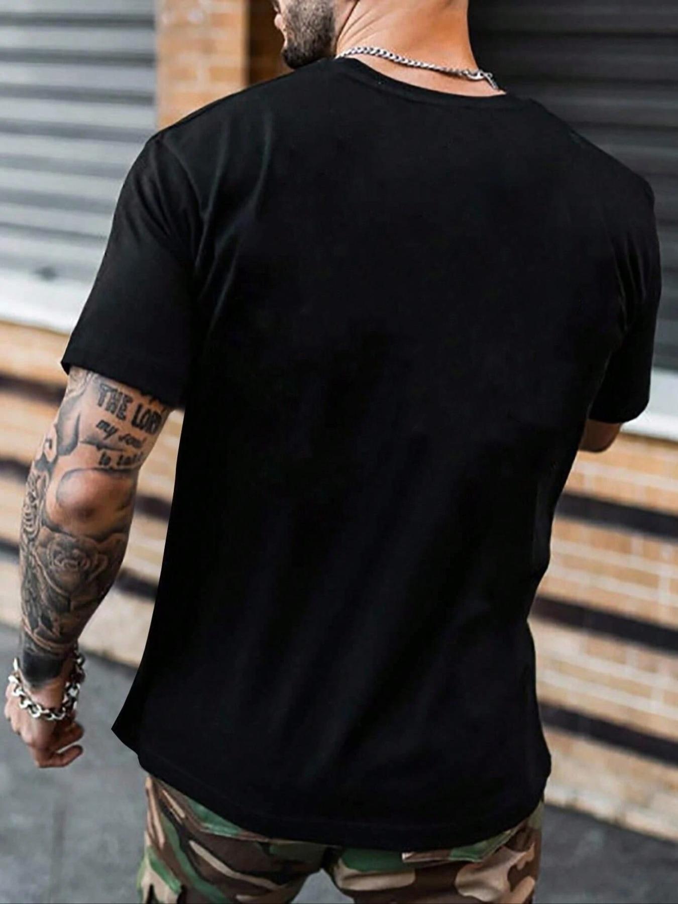 Men's Expression Print Round Neck Tee, Regular Fit Summer Clothes Casual Short Sleeve T-shirt for Summer, Men's Top for Daily Wear, Casual Streetwear Tops ,Men's Solid Color Crewneck Tee for Gym & Casual