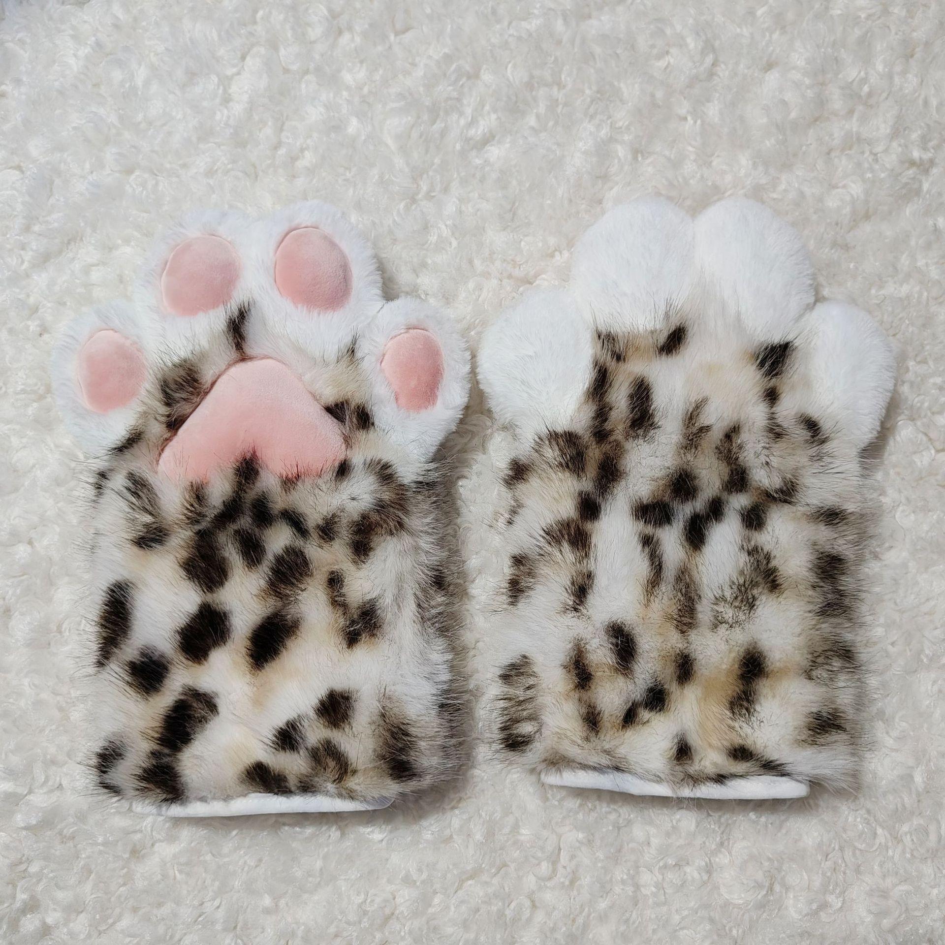Fursuit Leopard Print Kigurumi Cat Paws Cartoon Plush Furry Cosplay Kig Costume Nail Tiger Claws Full Finger Performance Props