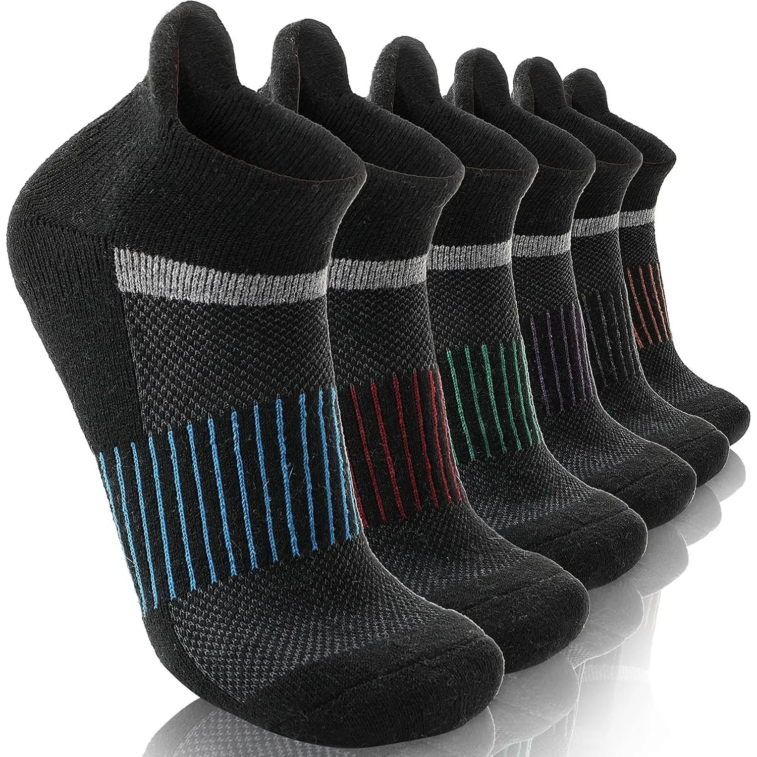 6 Pairs Merino Wool Ankle Running Hiking Socks Compression Support Breathable Thick Cushion No Show Socks for Women Men(Gift)