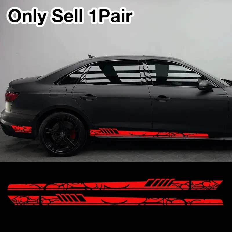 1Pair Car Side Skirt Decals, Sporty Style, Waterproof Sun-proof and Scratch-hiding, Suitable for Car Bodies, Side Skirts, Doors, Gift for Outdoor Sports Enthusiasts