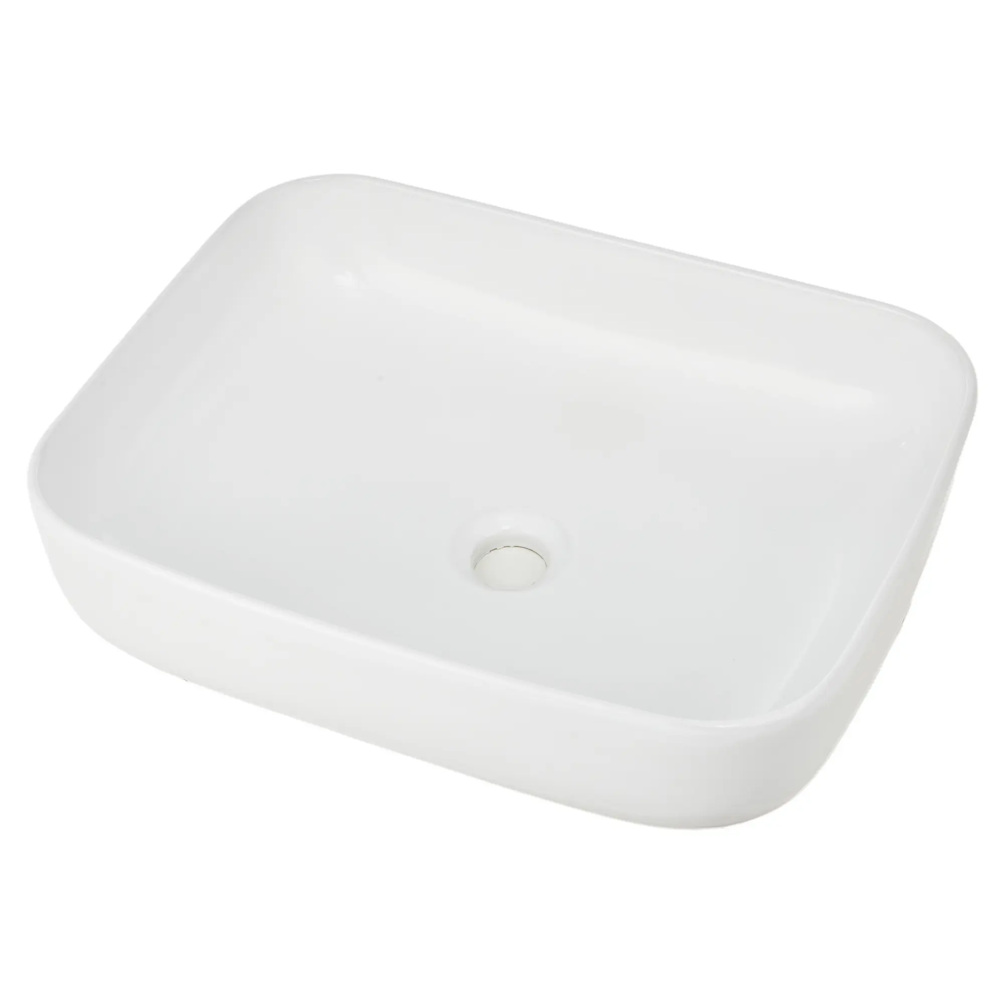 Gaomon Minimalist Modern Rectangular Ceramic Vessel Basin - Porcelain Above Countertop Bathroom Wash Bowl, Fast Draining, Stain Resistant, Easy Clean, Rounded Corners, Pre-Drill Free