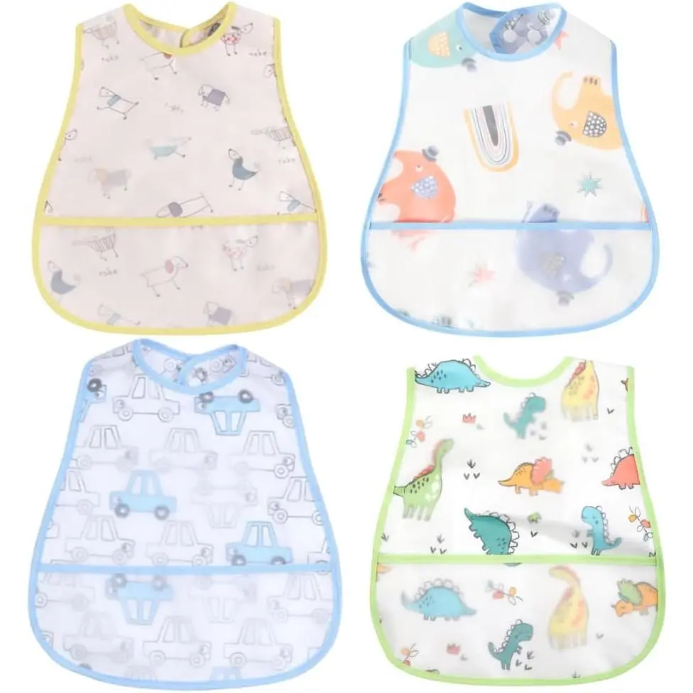 Baby bibs Waterproof Toddler bib - Feeding bib with Pocket  Infant Boy Girl Washable 6-36M