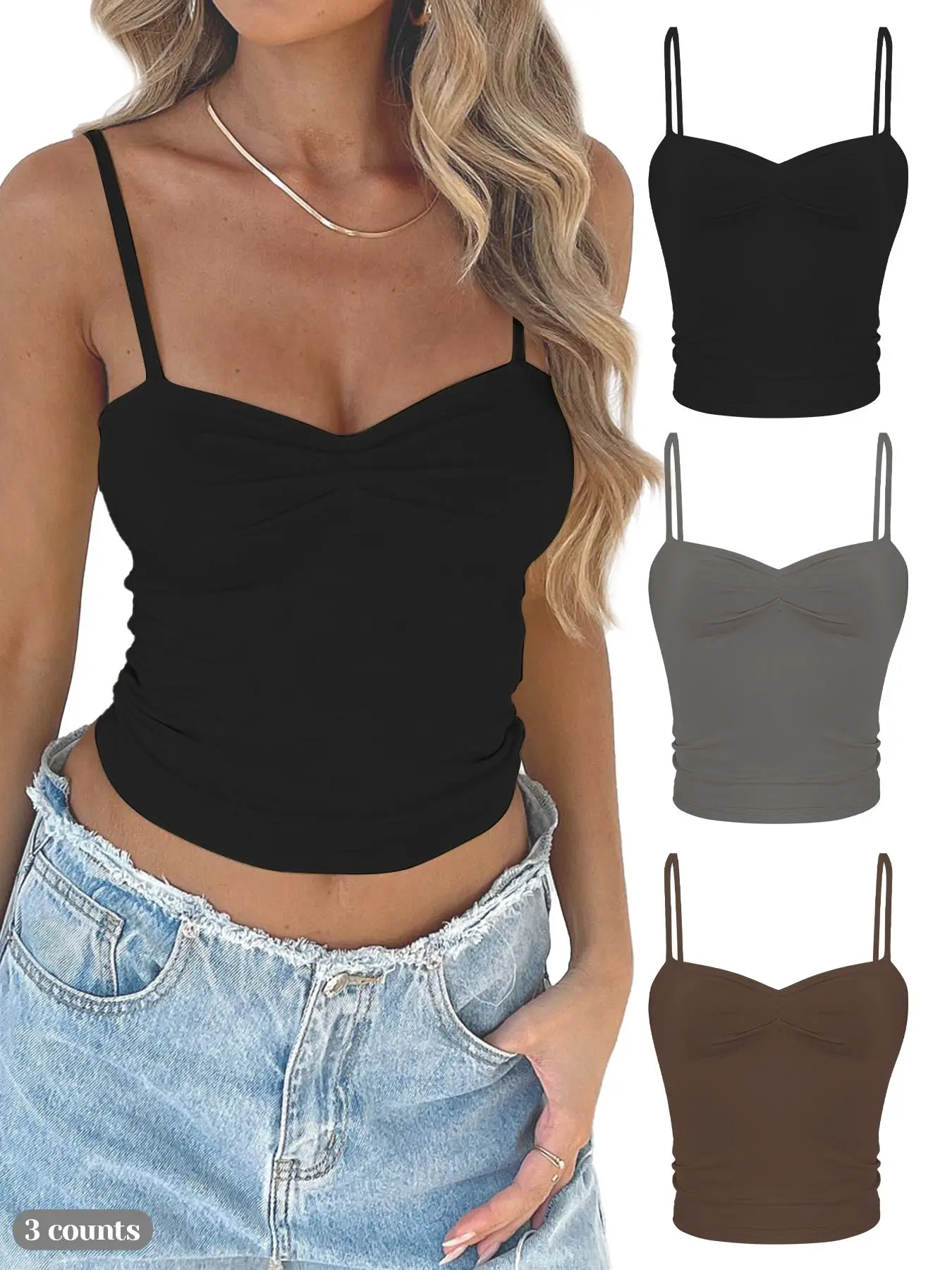 Women's Solid Ruched Crop Shapewear Cami Top, Casual Adjustable Strap Sweetheart Neck Crop Shapewear Top for Daily Wear, Tummy Control Shaper for Women Cropped Cami
