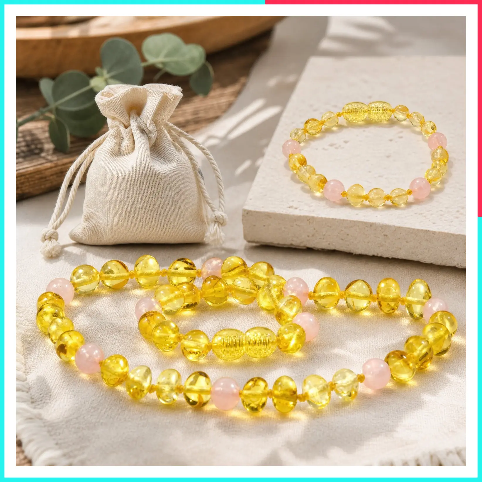 Natural Baltic Amber Necklace and Bracelet Set - Genuine Amber from Baltic Region (13in Necklace & 5.5in Bracelet)
