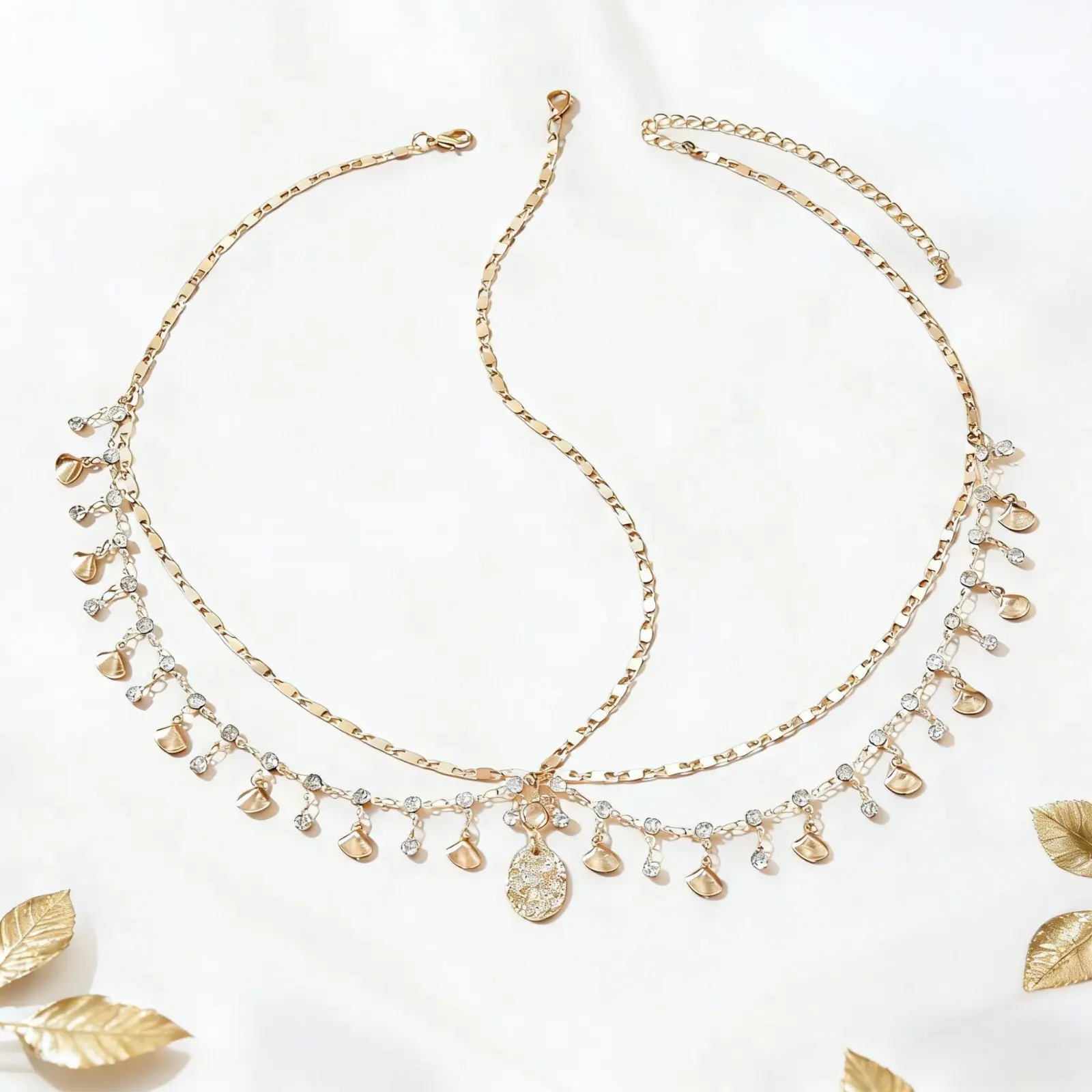 Bohemian Multi‑Layer Metal Head Chain for Women, Shell Rhinestone‑Inlaid Tassel Headpiece, Unique Retro Boho Hair Jewelry for Music Festival Beach Vacation Photoshoot Party Occasions