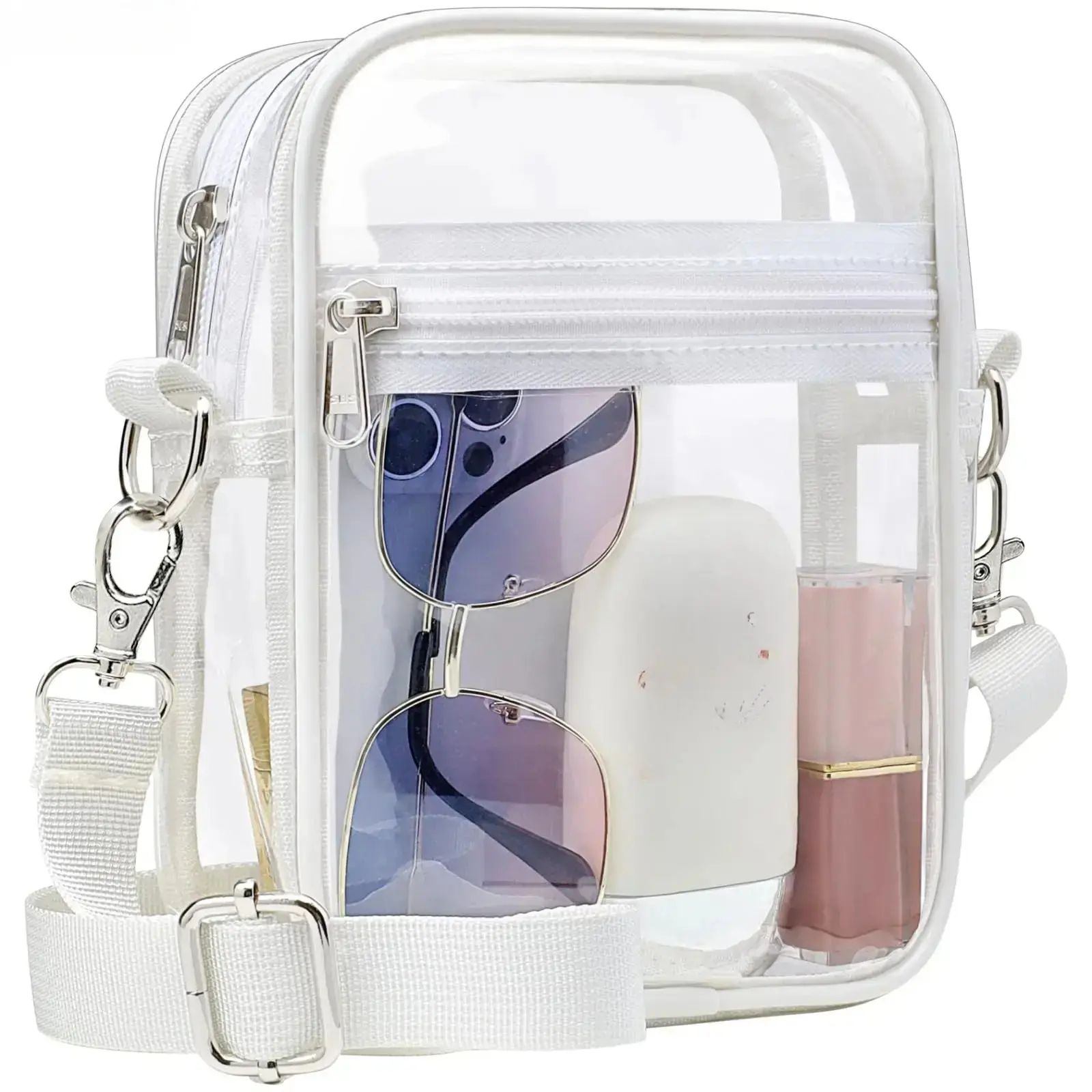 Clear Stadium Bag for Women Men, Transparent Crossbody Purse with Adjustable Strap, Stadium Approved PVC Messenger Bag, Security Check Friendly Concert Bag for Sports Events, Festivals, Travel & Game Day sohochic