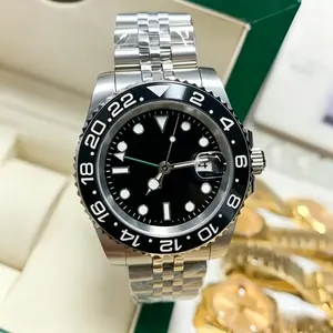 Men’s Luxury Automatic Movement Watch Black Ceramic Rotating Black Stainless Steel Bracelet Date Function Sports Wrist Watch