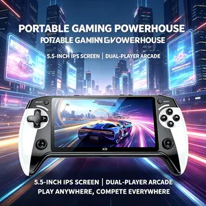 X9 Retro Handheld Console, 5.5 Inch HD IPS Screen, Bluetooth-compatible Controller Support, Portable Gaming Device, Classic Games Collection