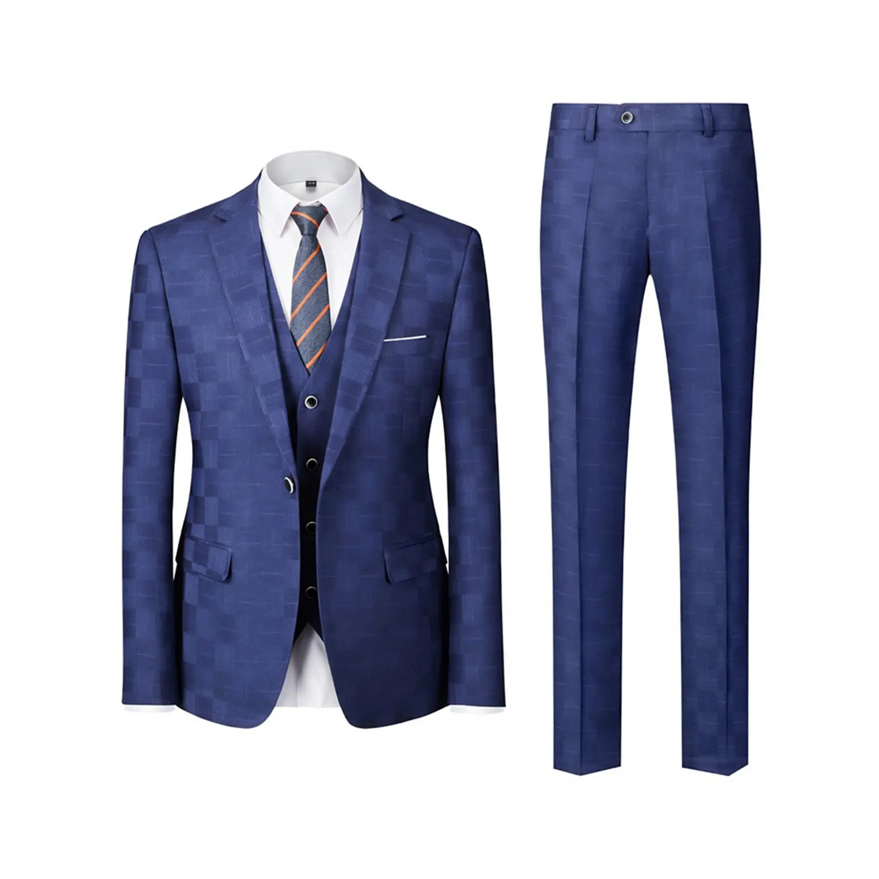 Men's 3-Piece Checkerboard Suit, Slim Fit Fashion Formalwear in Smooth Wrinkle-Resistant Fabric for Business, Prom & Graduation, Blazer, Vintage, Long Sleeve, Retro, Formal Wear, Statement Men's Suits, Rayon Blend, Medium Length